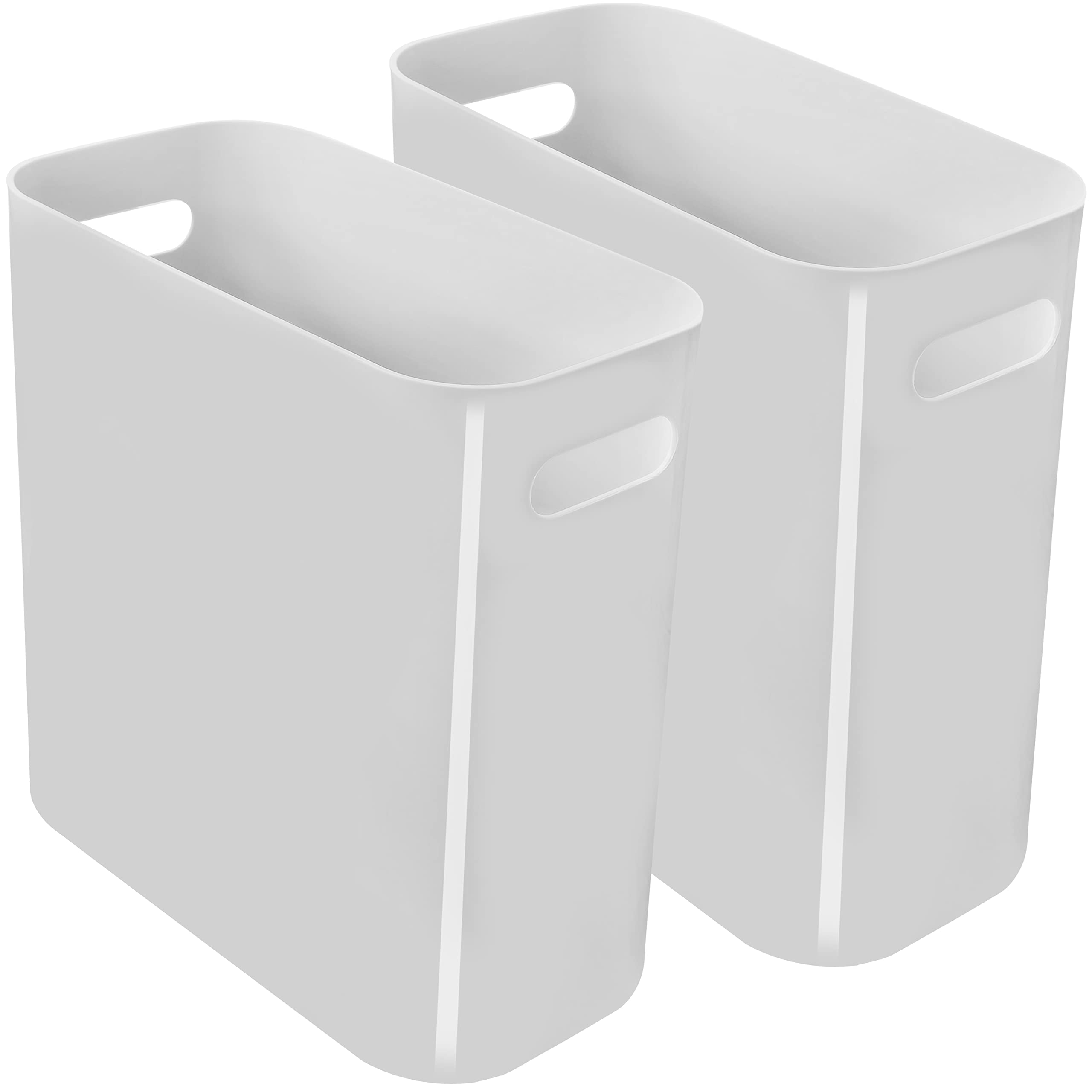 Youngever 2 Pack 3 Gallon Slim Trash Can, Plastic Garbage Container Bin, Trash Bin with Handles for Home Office, Living Room, Study Room, Kitchen, Bathroom