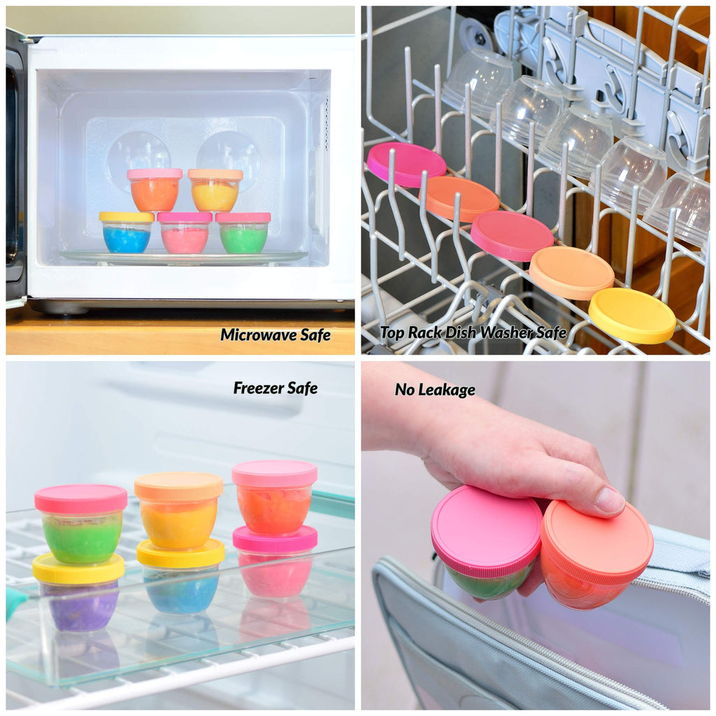 Youngever 18 Sets Baby Food Storage, 2 Ounce Baby Food Containers with Lids, 9 Pink Colors, with Lids Labels
