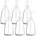 Youngever 6 Pack Plastic Pump Bottles 8 Ounce, Clear Refillable Plastic Pump Bottles with Measurement and Travel Lock (Cone Shape)