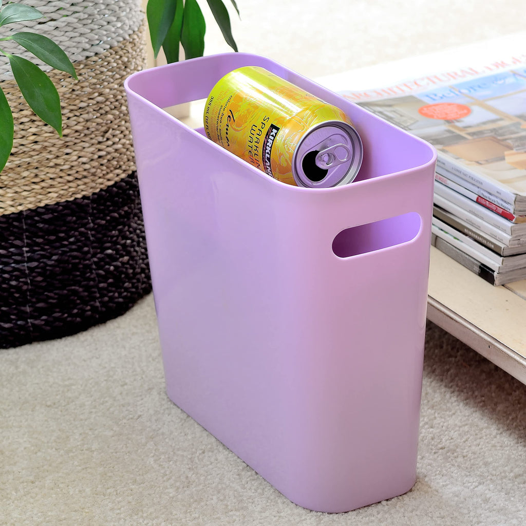 Youngever 1.5 Gallon Slim Trash Can, Re-usable 5.67L Plastic Garbage Container Bin, Small Trash Bin with Handles for Home Office, Living Room, Study Room, Kitchen, Bathroom