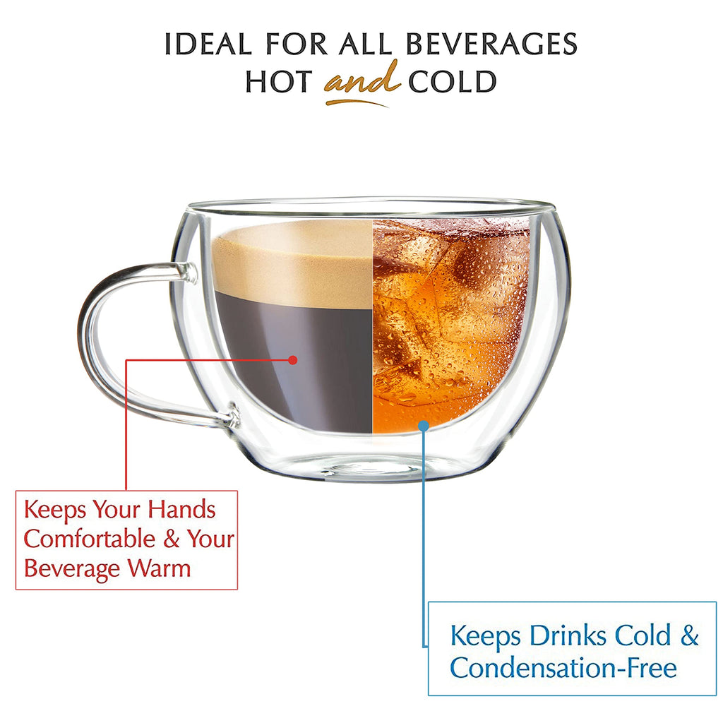 Youngever 2 Pack Glass Espresso Mugs, Double Wall Thermo Insulated Coffee Cups, 5.5 Ounce