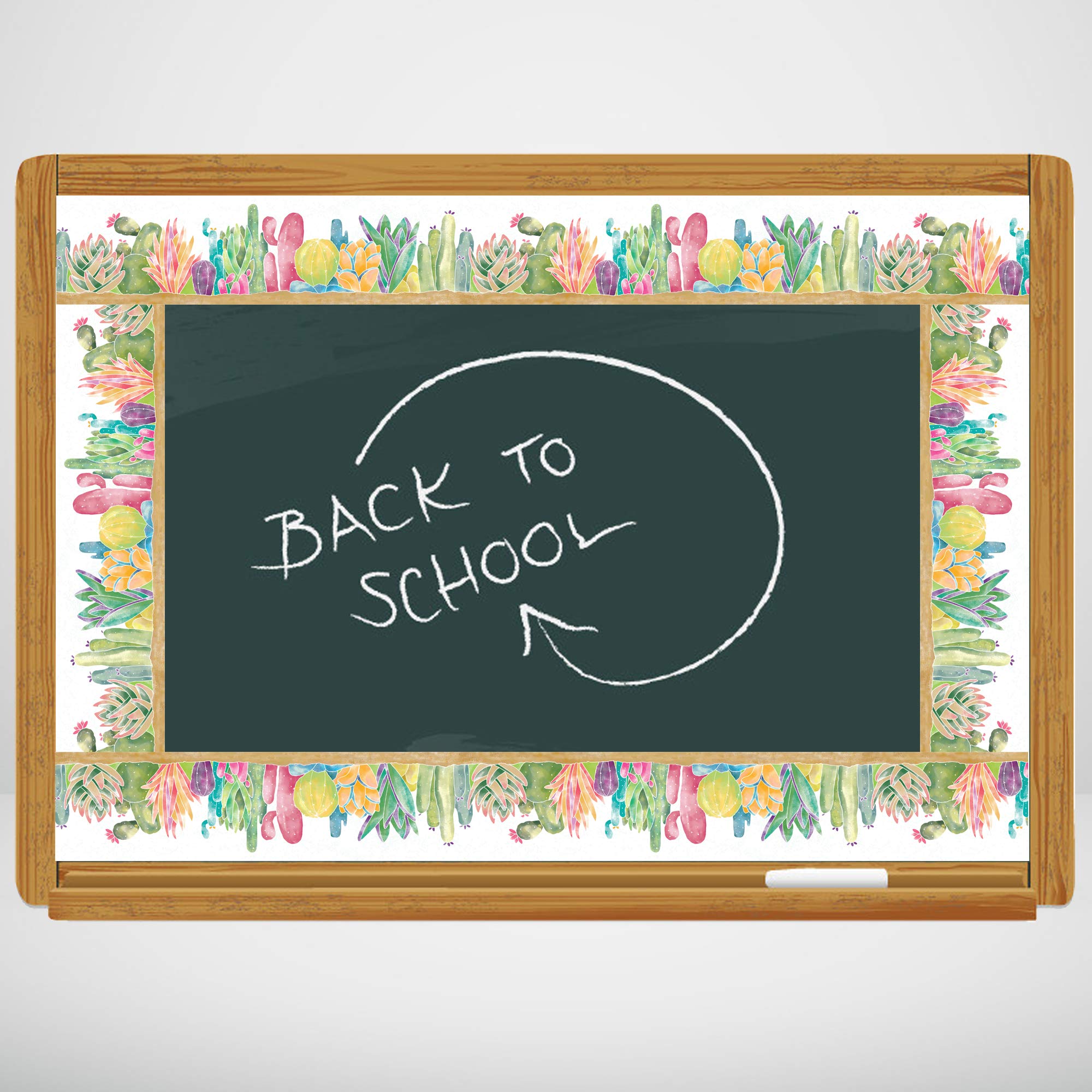 Youngever 52.5 ft Straight Border Trim, Bulletin Board Borders, Cactus Design