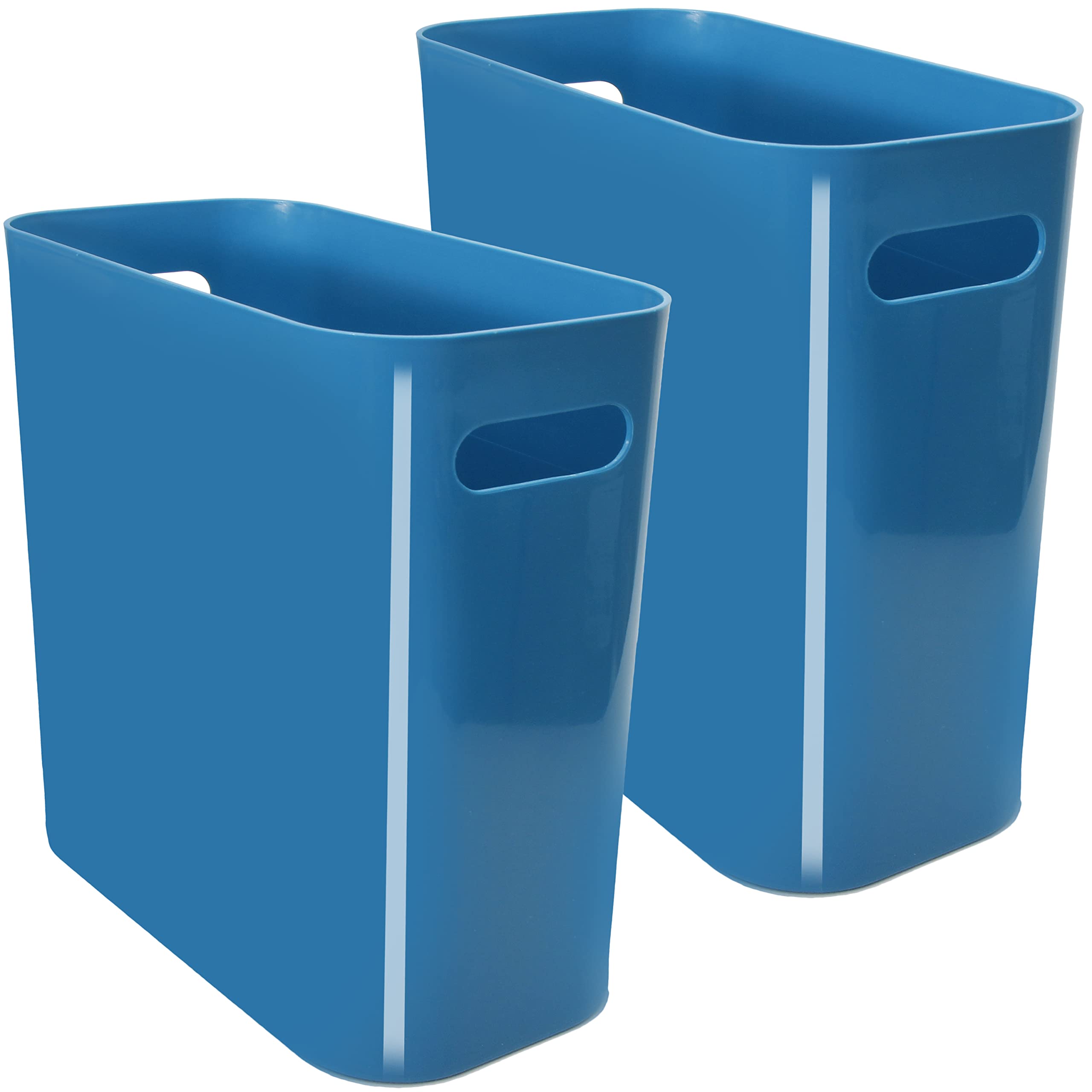 Youngever 2 Pack 3 Gallon Slim Trash Can, Plastic Garbage Container Bin, Trash Bin with Handles for Home Office, Living Room, Study Room, Kitchen, Bathroom