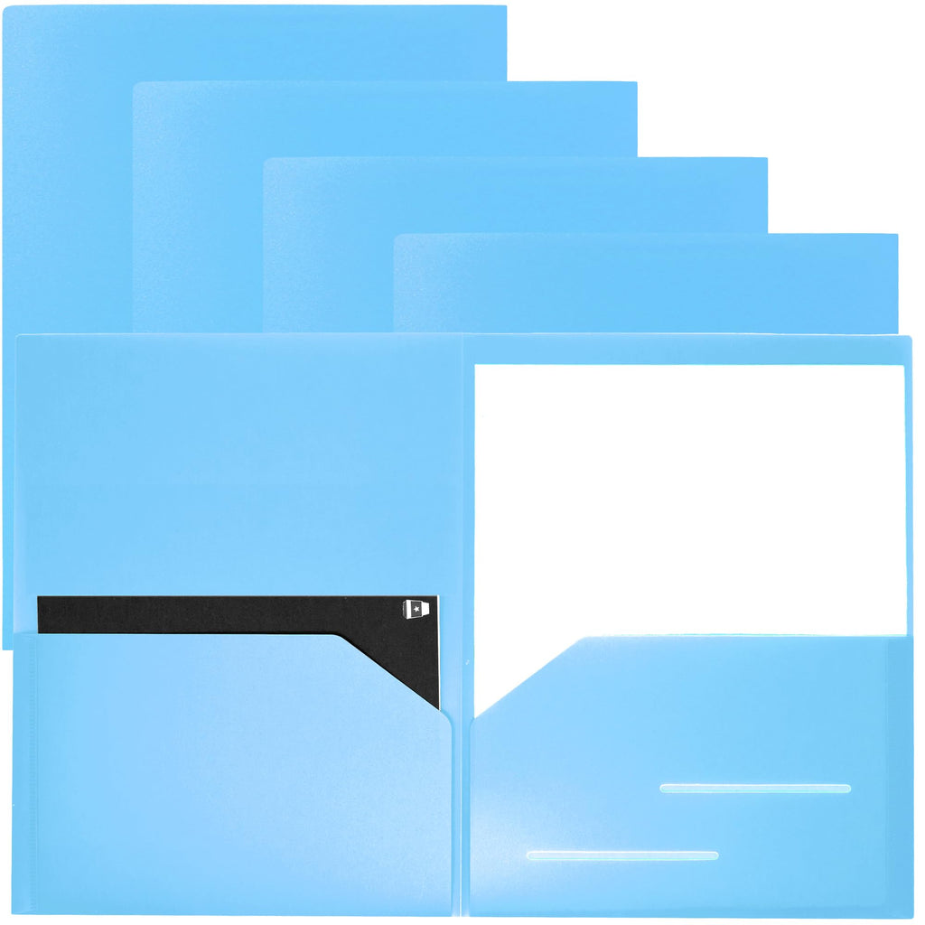 Youngever 6 Pack Heavy Duty Plastic Two Pocket Folders, Heavy Duty Plastic 2 Pocket Folder