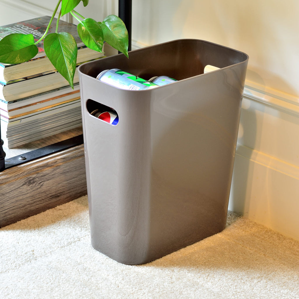 Youngever 2 Pack 3 Gallon Slim Trash Can, Plastic Garbage Container Bin, Trash Bin with Handles for Home Office, Living Room, Study Room, Kitchen, Bathroom