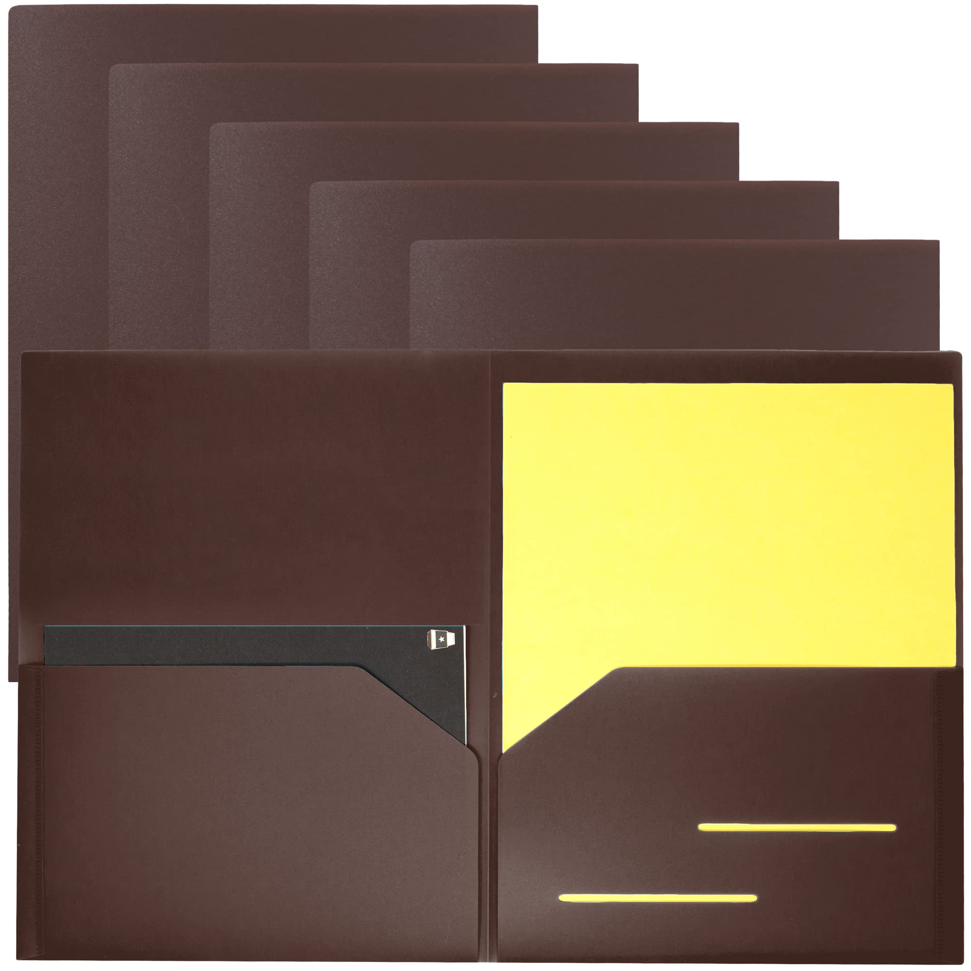 Youngever 6 Pack Heavy Duty Plastic Two Pocket Folders, Heavy Duty Plastic 2 Pocket Folder