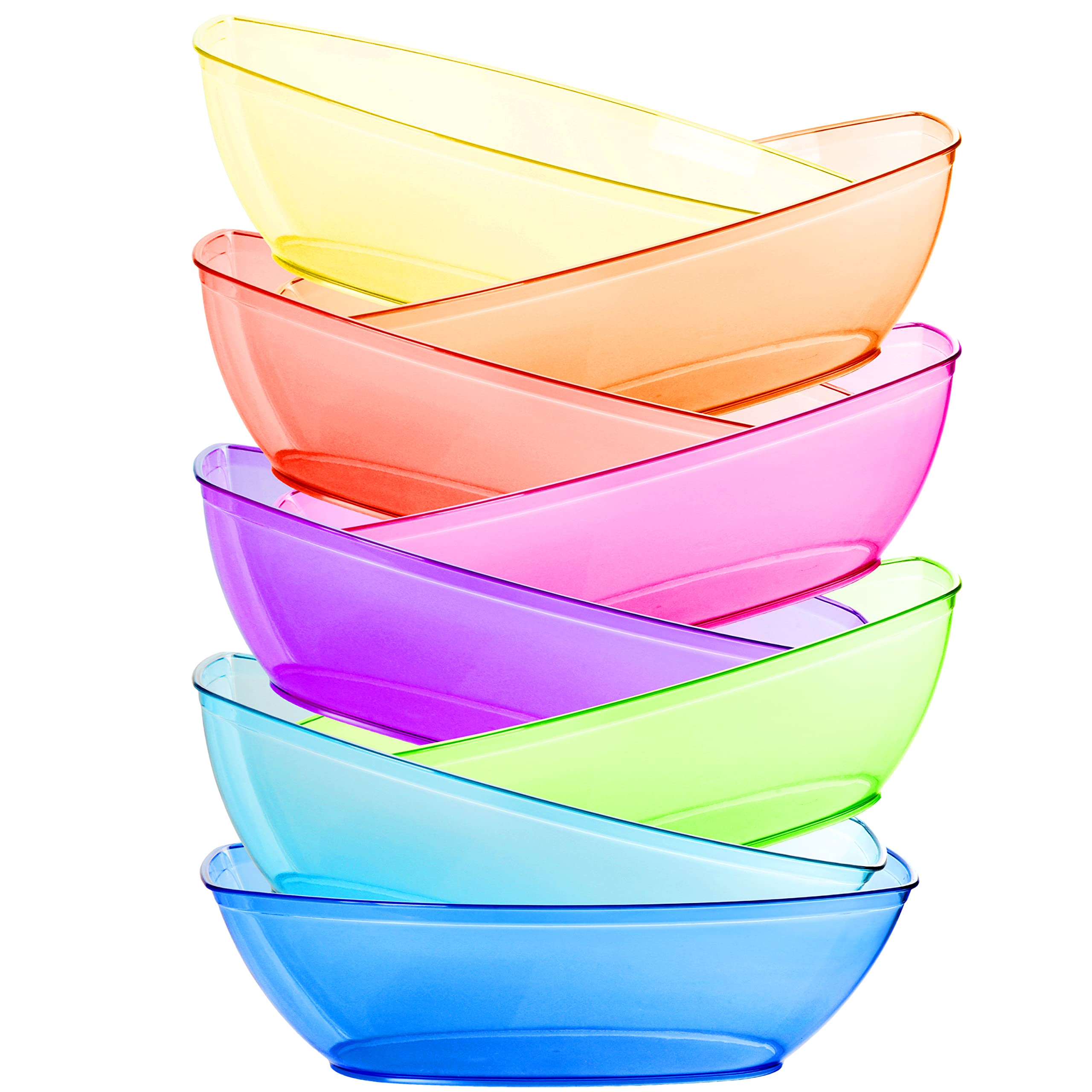 Youngever 8 Pack 2400ML Luau Plastic Mixing and Serving Bowls, Popcorn Bowls, Salad Bowls, Chip and Dip Serving Bowls, Set of 8 (Rainbow)