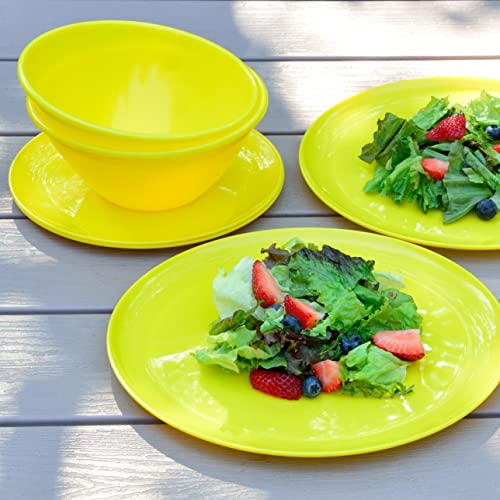 Youngever 18 Pieces Plastic Kitchen Dinnerware Set, Plates (8 Inch & 10 Inch), Bowls (32OZ), Service for 6