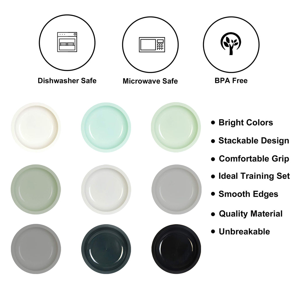 Youngever 9 Pack 20cm Small Plastic Plates, Kids Plates, Re-usable Toddler Plates, Snack Plates, Microwave Safe, Dishwasher Safe, Set of 9