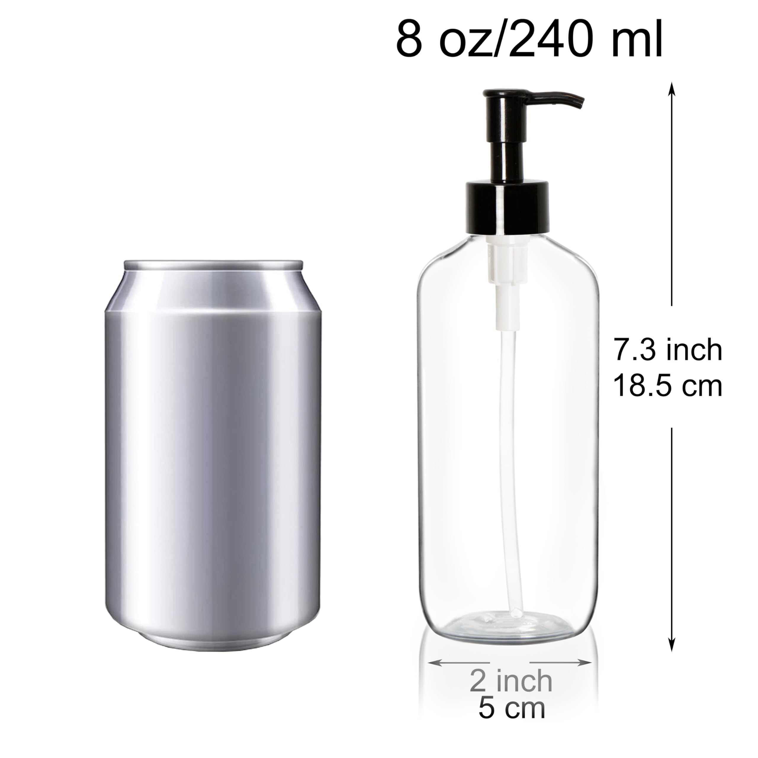 Youngever 10 Pack Plastic Pump Bottles 8 Ounce, Clear Refillable Plastic Pump Bottles