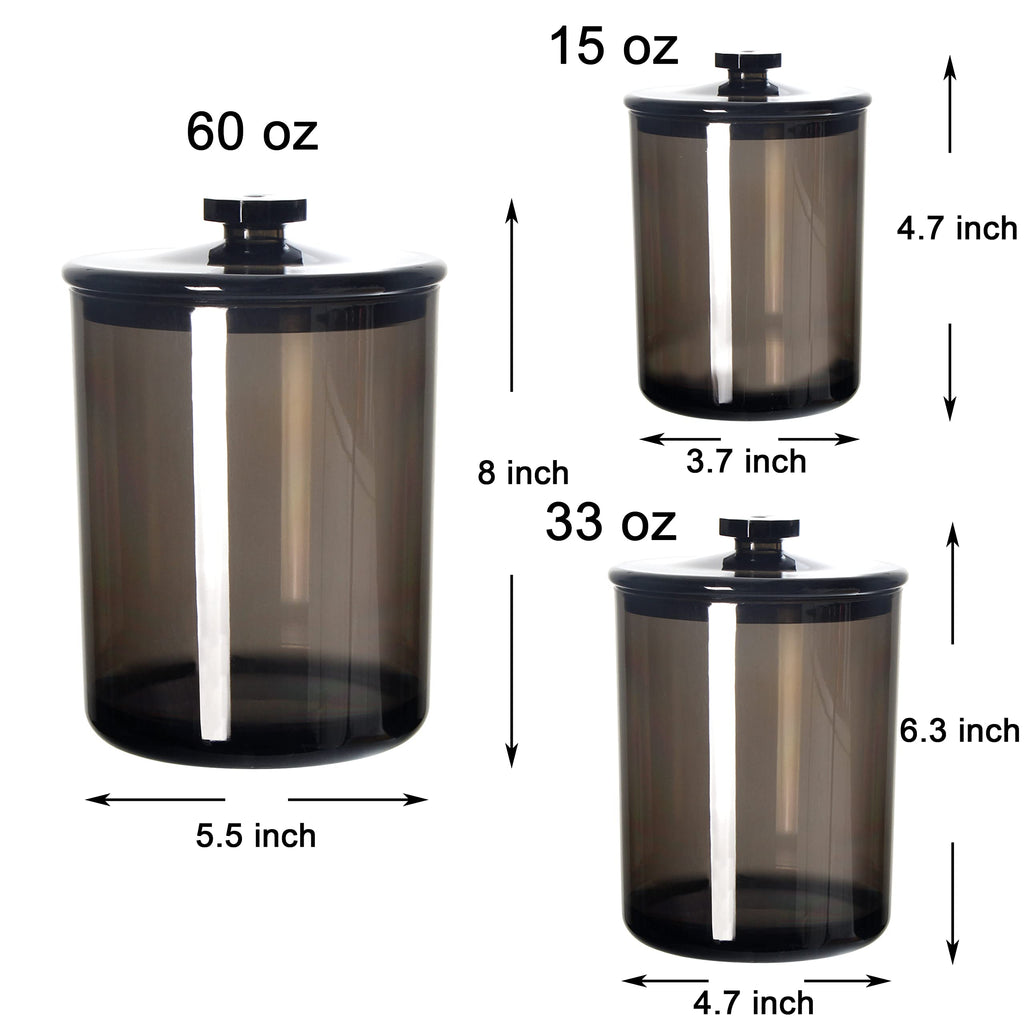 Youngever Black Plastic Apothecary Jars, Qtip Holder, Cotton Swab Holder, Bathroom Vanity Organizer for Cotton Balls, Cotton Pads, Qtips