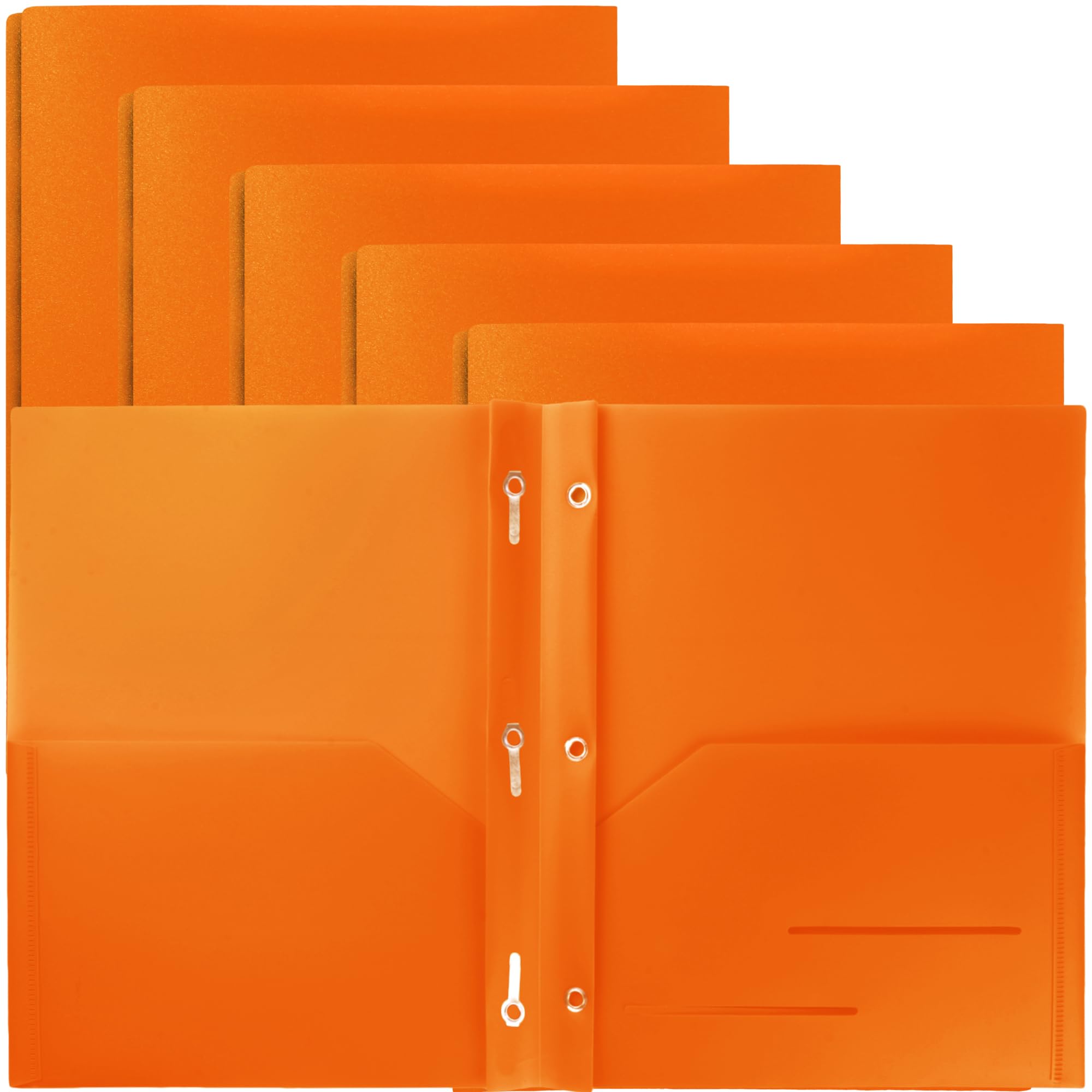 Youngever 6 Pack Heavy Duty Plastic Two Pocket Folders with 3 Prongs, Metal Prongs Fastener, Heavy Duty Plastic 2 Pocket Folder
