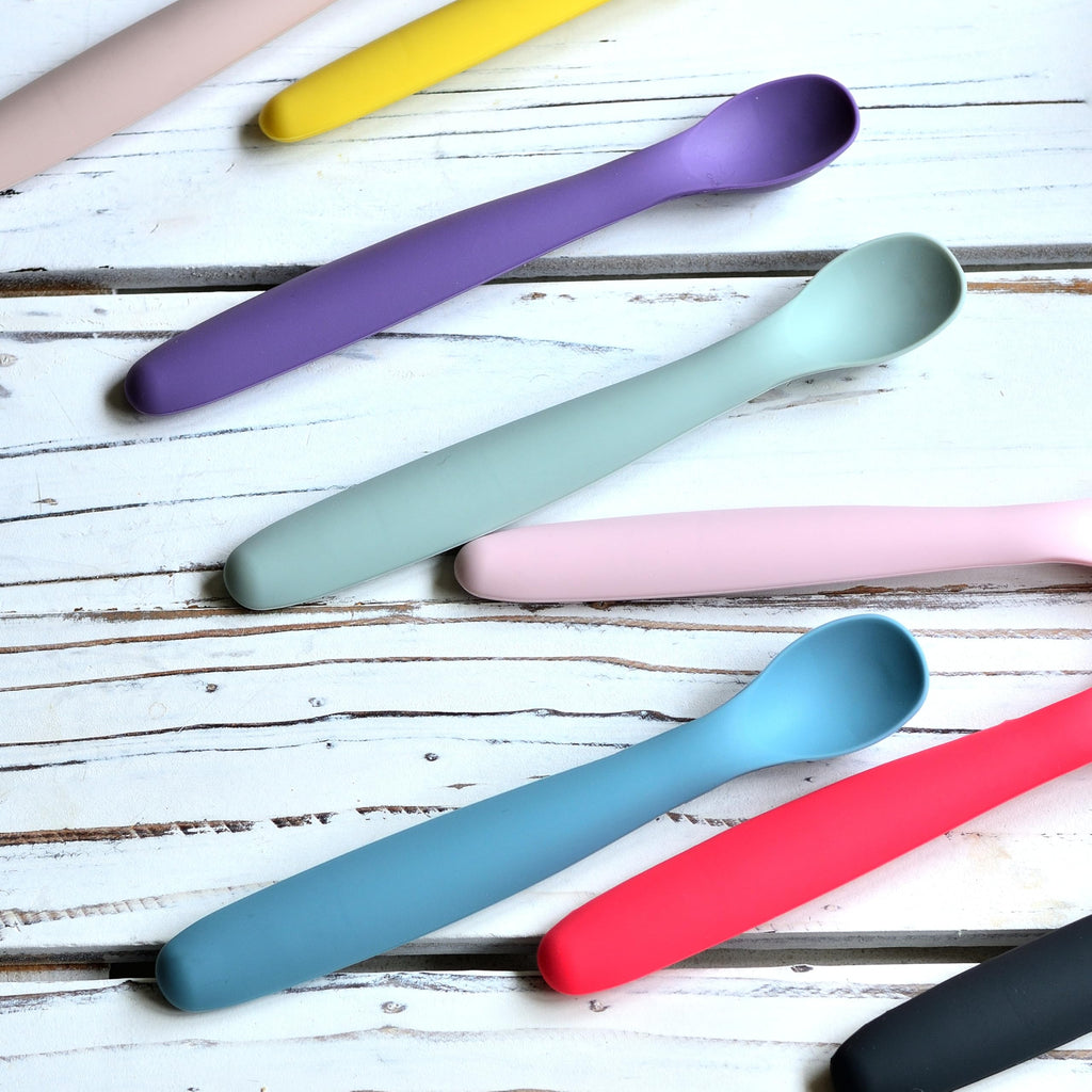 Youngever 9 Pack Silicone Baby Spoons - Unbreakable Reusable Feeding Spoons for Kids and Toddlers