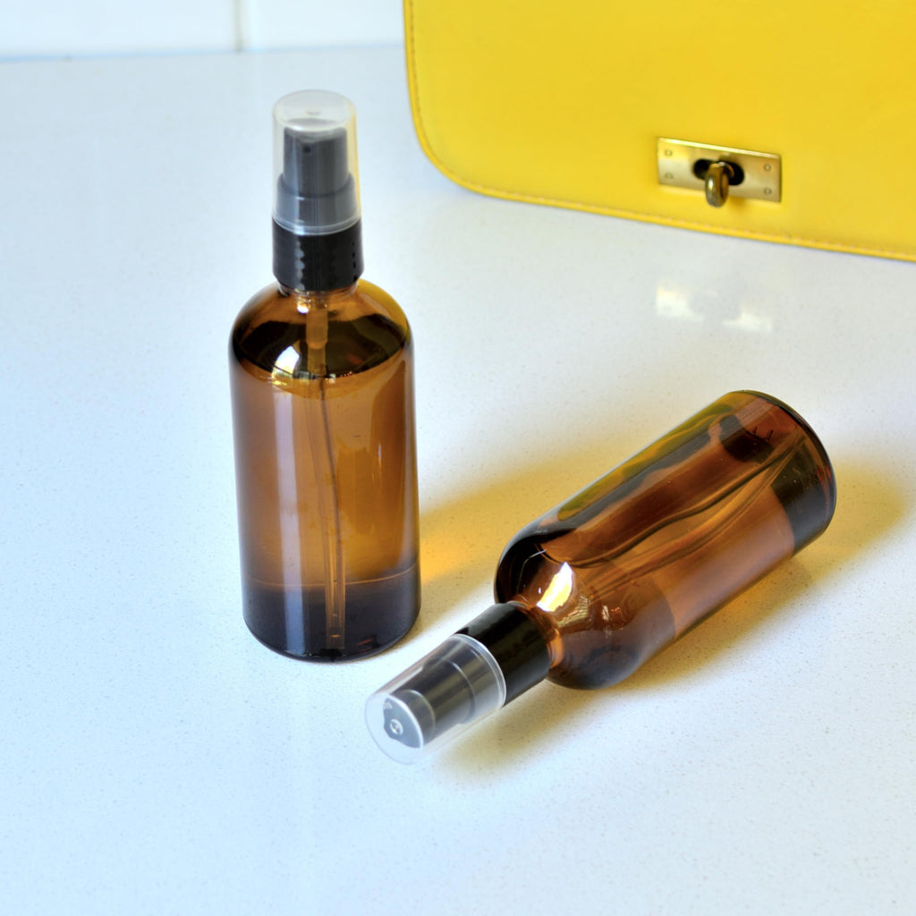 Youngever 15 Pack 3.5 Ounce Glass Pump Bottles, Empty Lotion Pump Bottles, Refillable Dispensor