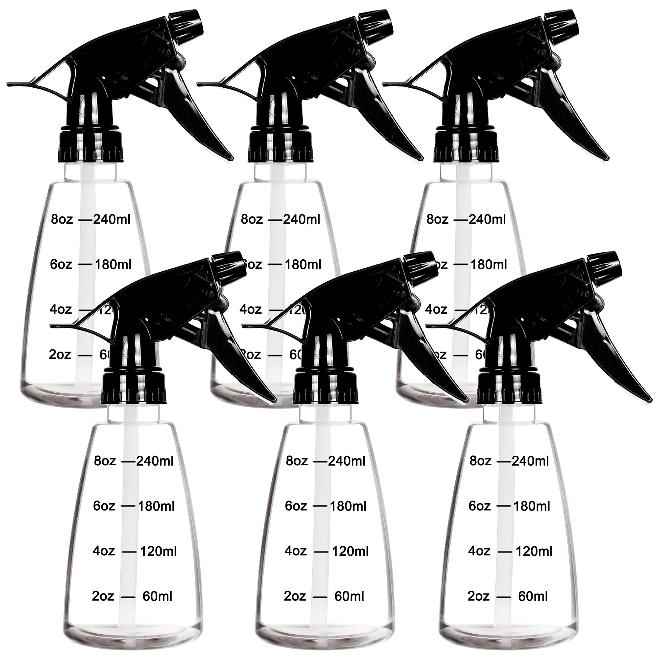 Youngever 6 Pack Clear Empty Plastic Spray Bottles, Spray Bottles for Hair and Cleaning Solutions