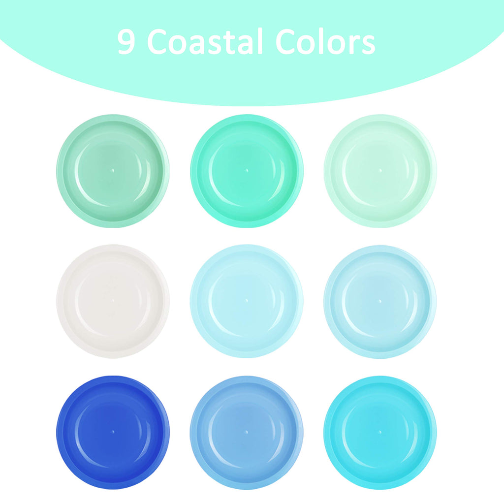 Youngever 9 Pack 20cm Small Plastic Plates, Kids Plates, Re-usable Toddler Plates, Snack Plates, Microwave Safe, Dishwasher Safe, Set of 9