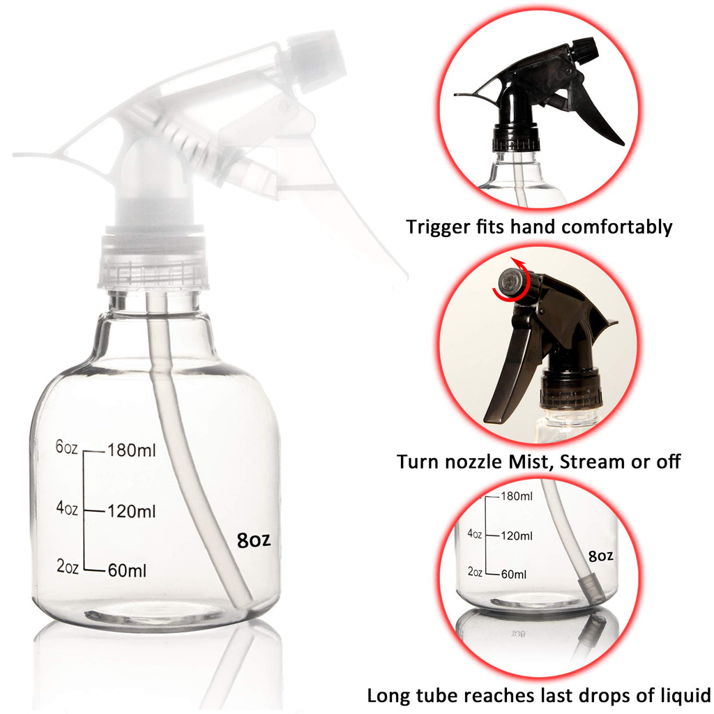 Youngever 6 Pack Empty Plastic Spray Bottles, Spray Bottles for Hair and Cleaning Solutions