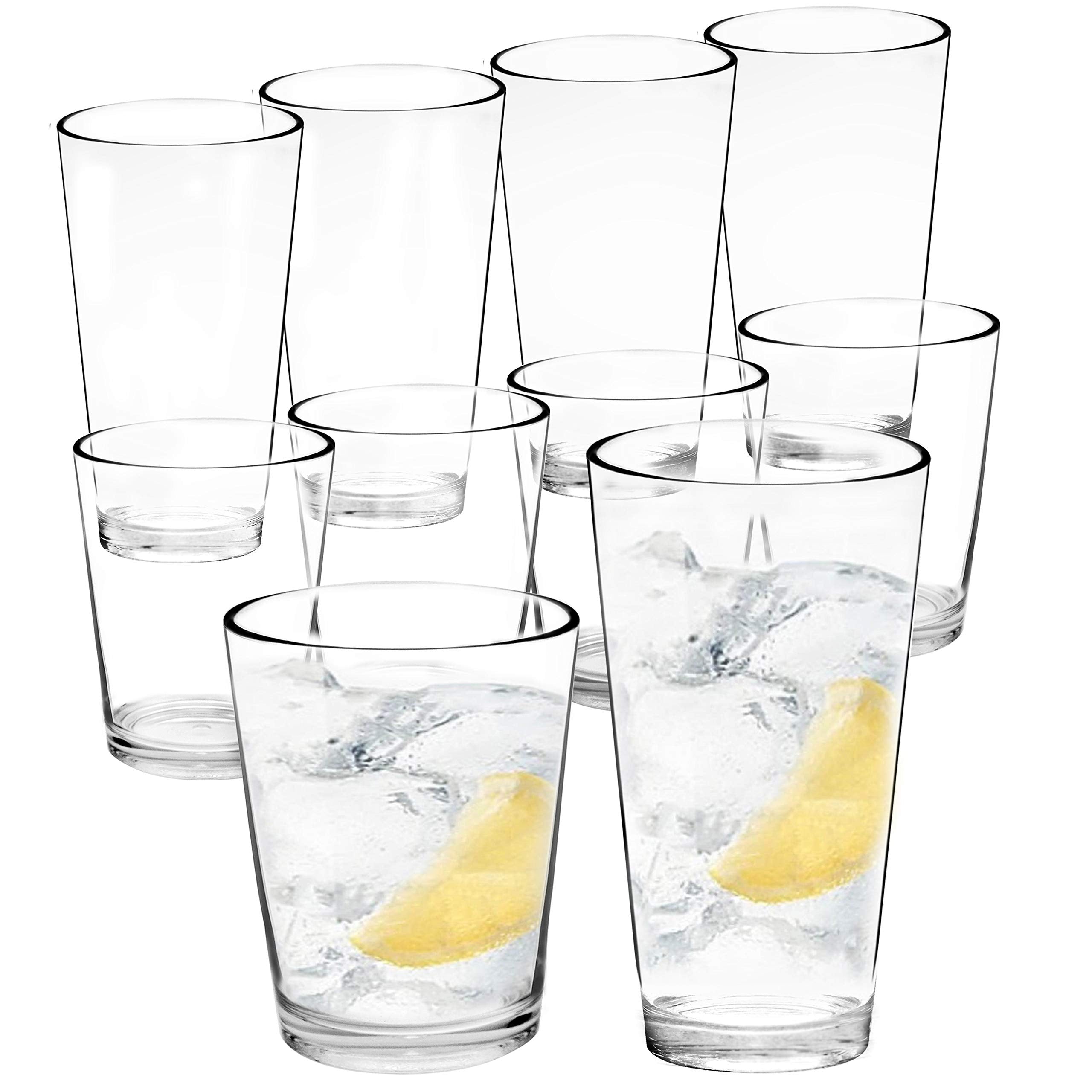 Youngever 8 Pcs Bistro Premium Quality Plastic Drinking Tumblers, Plastic Glasses, Reusable Plastic Cups, Unbreakable Glasses, Drinking Glasses