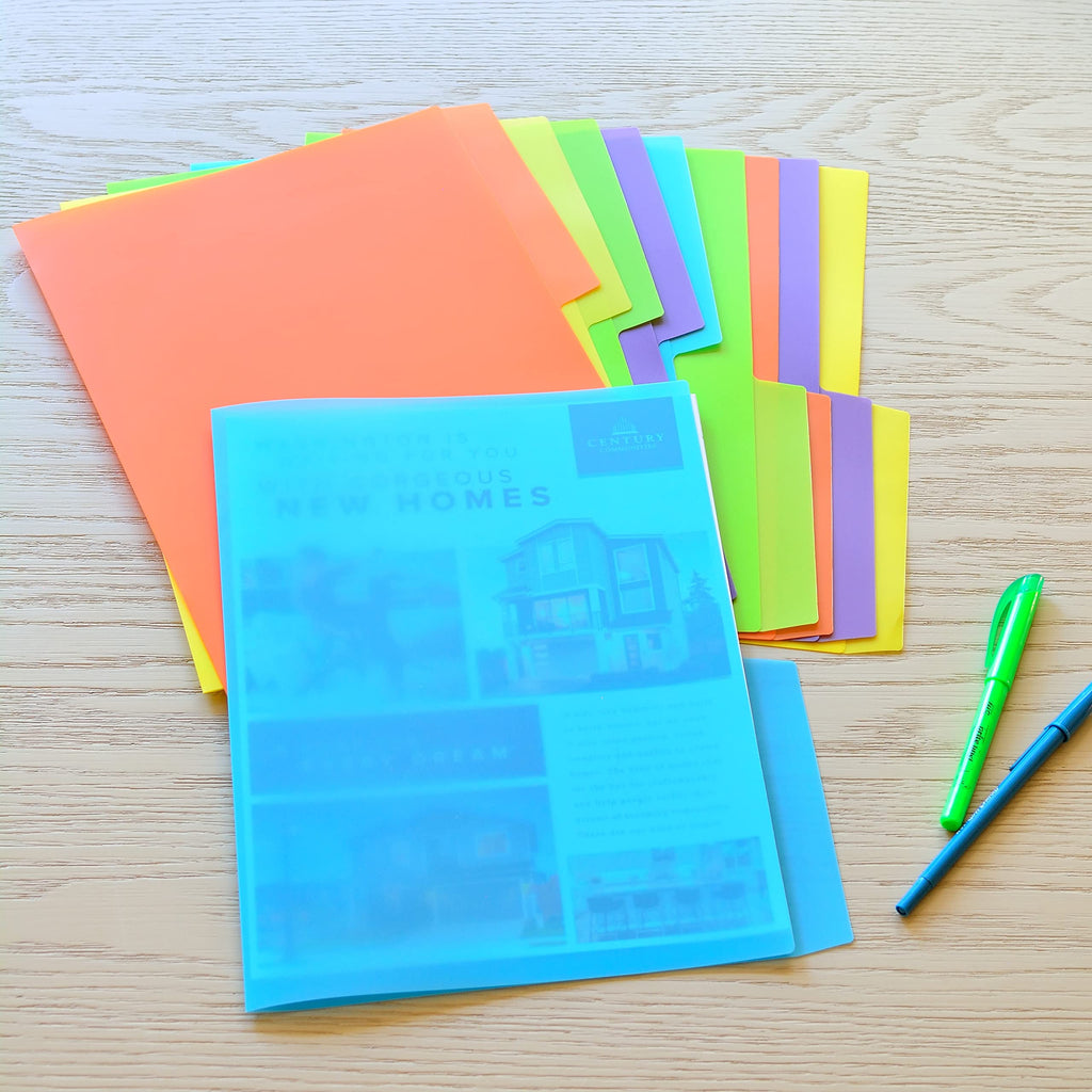 Youngever 10 Pack Plastic Tab Folders - Heavy Duty Plastic Tab Folder, in 5 Colors