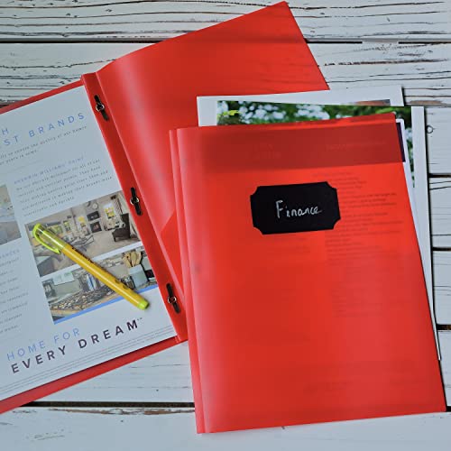 Youngever 6 Pack Heavy Duty Plastic Two Pocket Folders with 3 Prongs, Metal Prongs Fastener, Heavy Duty Plastic 2 Pocket Folder