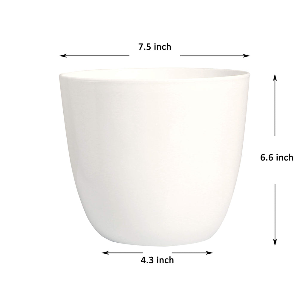 Youngever 6 Pack 7.5 Inch Plastic Planters Indoor Flower Plant Pots, Modern Decorative Gardening Pot with Drainage for All House Plants, Flowers, Herbs