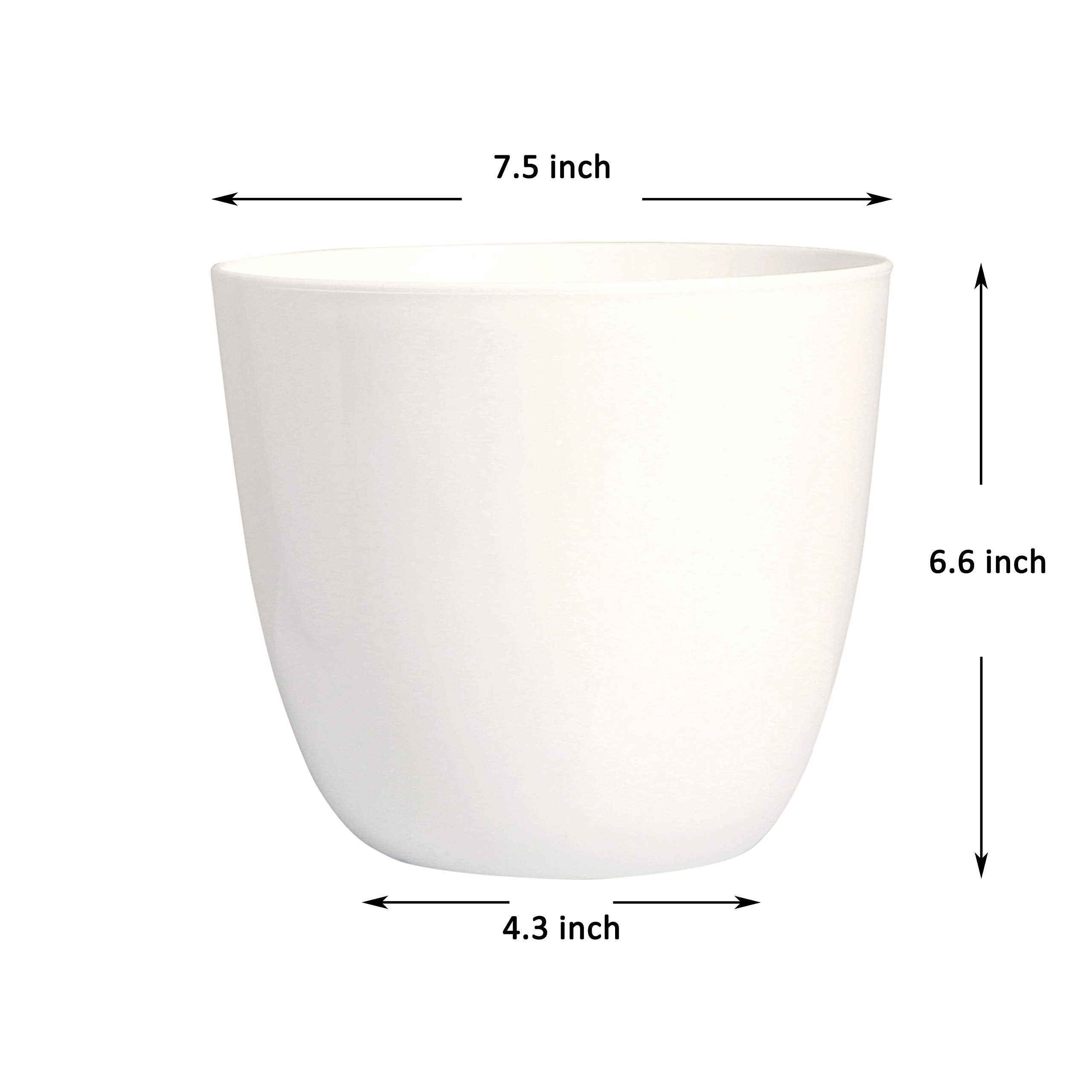 Youngever 6 Pack 7.5 Inch Plastic Planters Indoor Flower Plant Pots, Modern Decorative Gardening Pot with Drainage for All House Plants, Flowers, Herbs