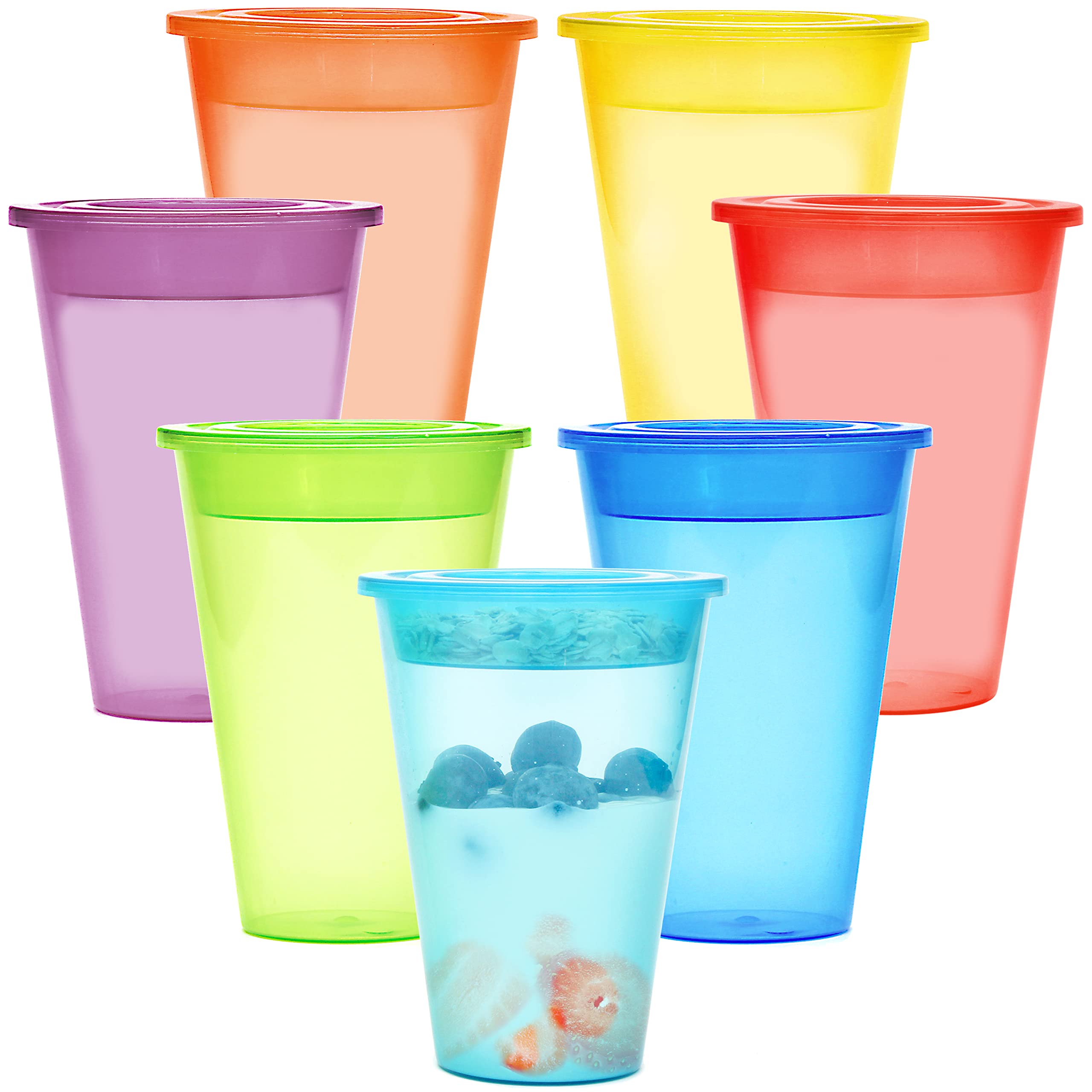 Youngever 7 Set Plastic Parfait Cups with Lids and Inserts, Spill and Leak Proof