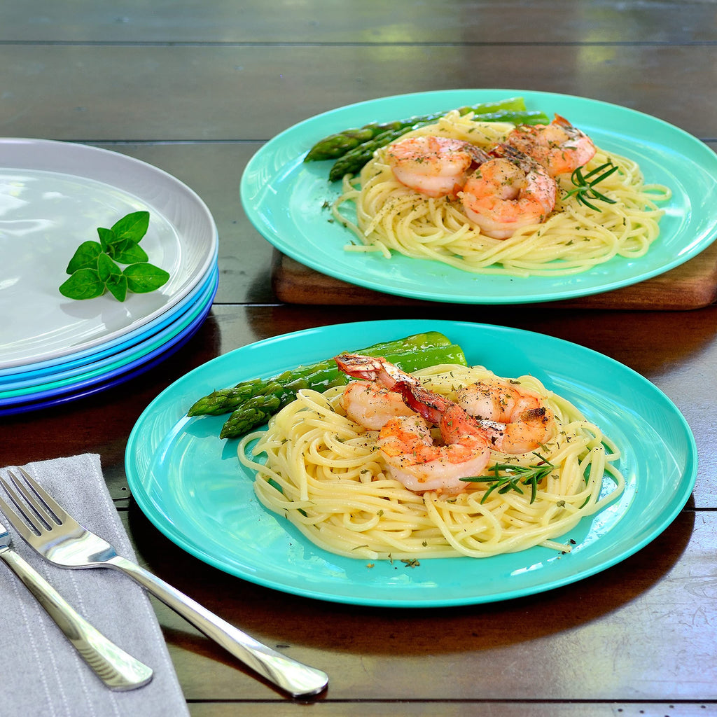 Youngever 10 Inch Plastic Plates, Large Plates, Dinner Plates, Set of 9