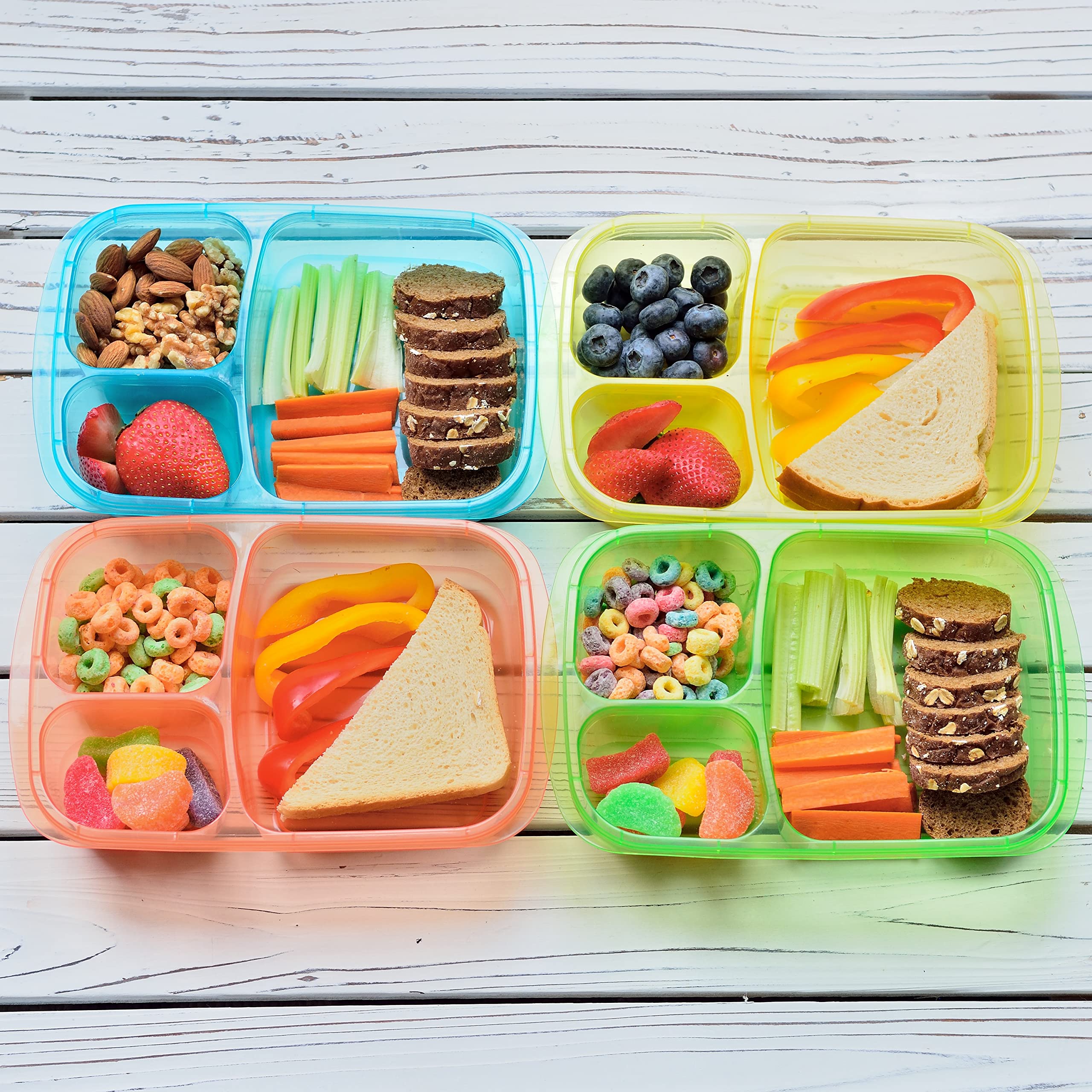 Youngever 8 Pack Bento Lunch Box, Meal Prep Containers, Reusable Plastic Divided Food Storage Container Boxes