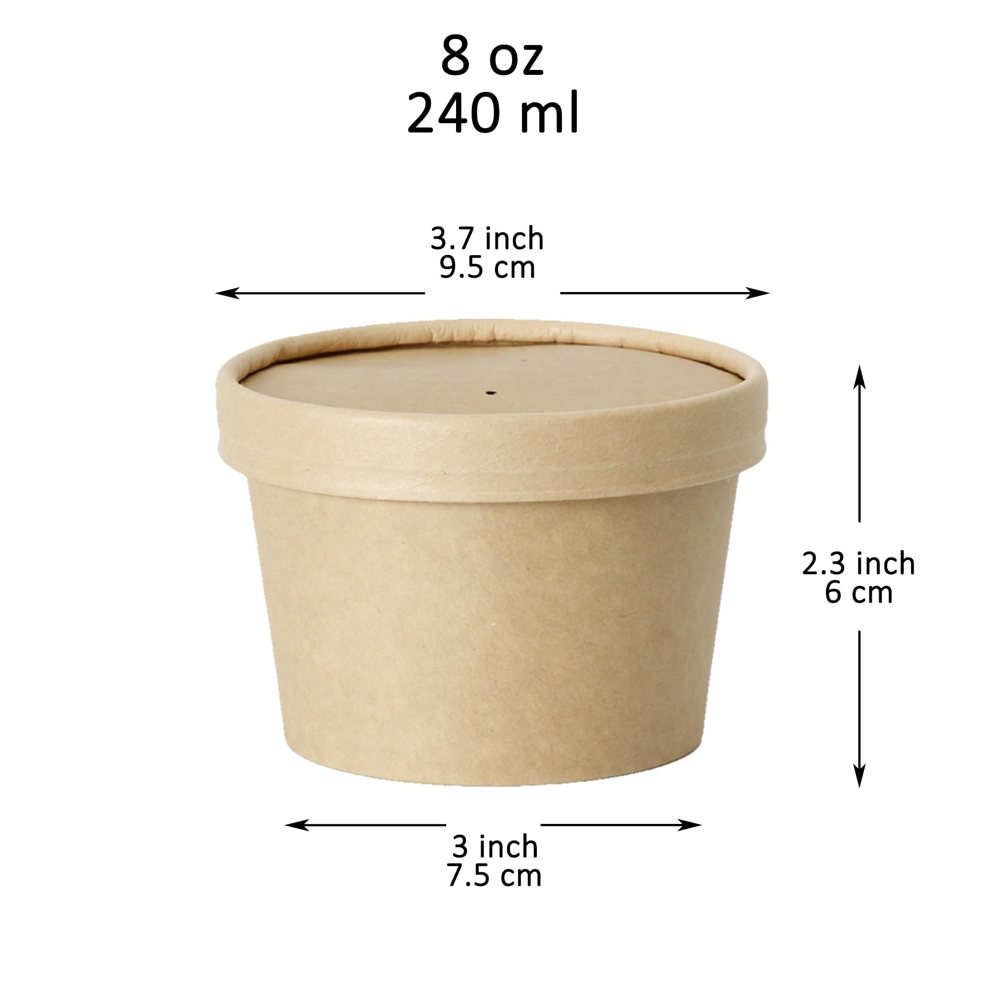 Youngever 24 Pack Disposable Paper Food Containers With Vented Lids, To Go Hot Soup Bowls, Recyclable Ice Cream Cups, Kraft