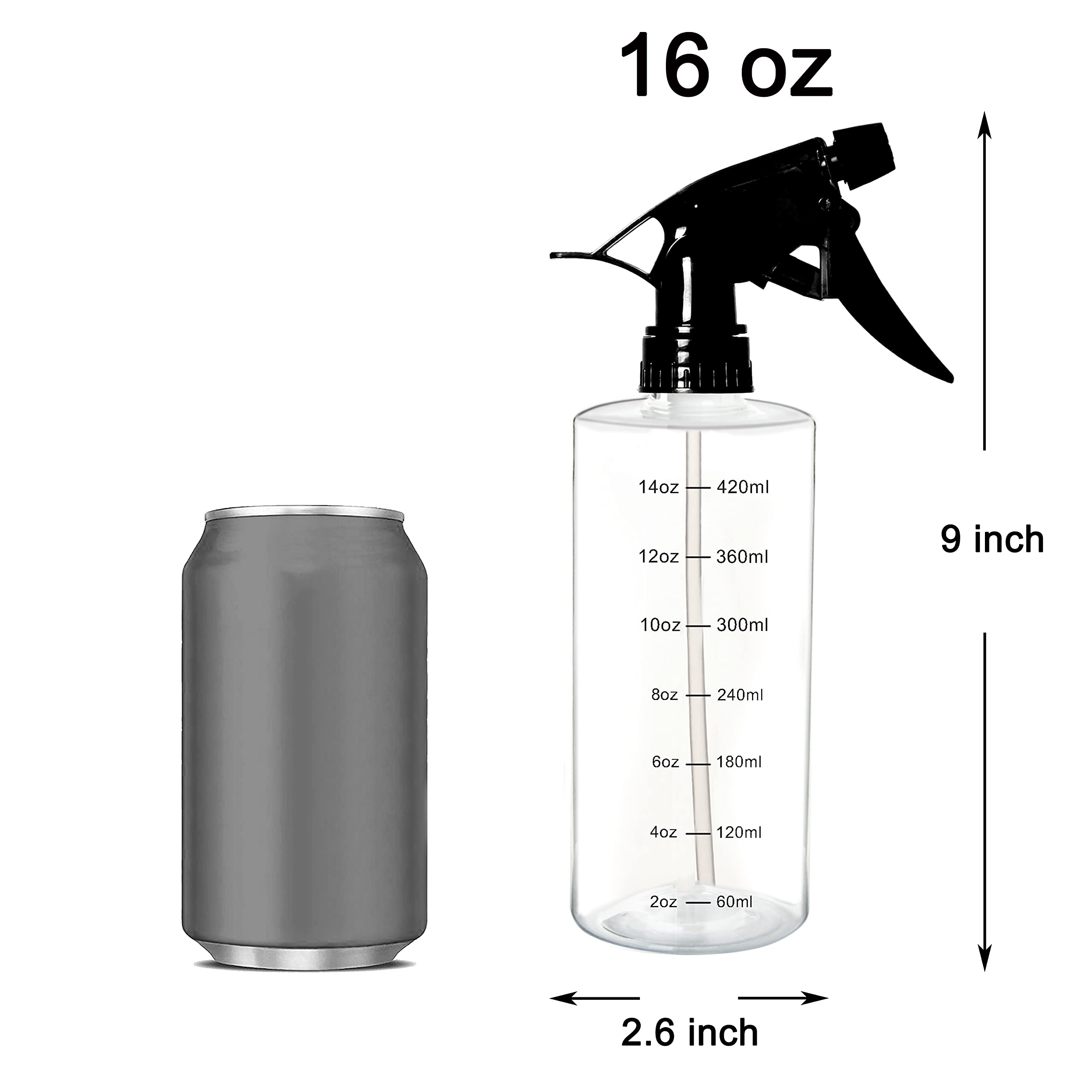 Youngever 5 Pack 16 Ounce Empty Plastic Spray Bottles, Spray Bottles for Hair and Cleaning Solutions