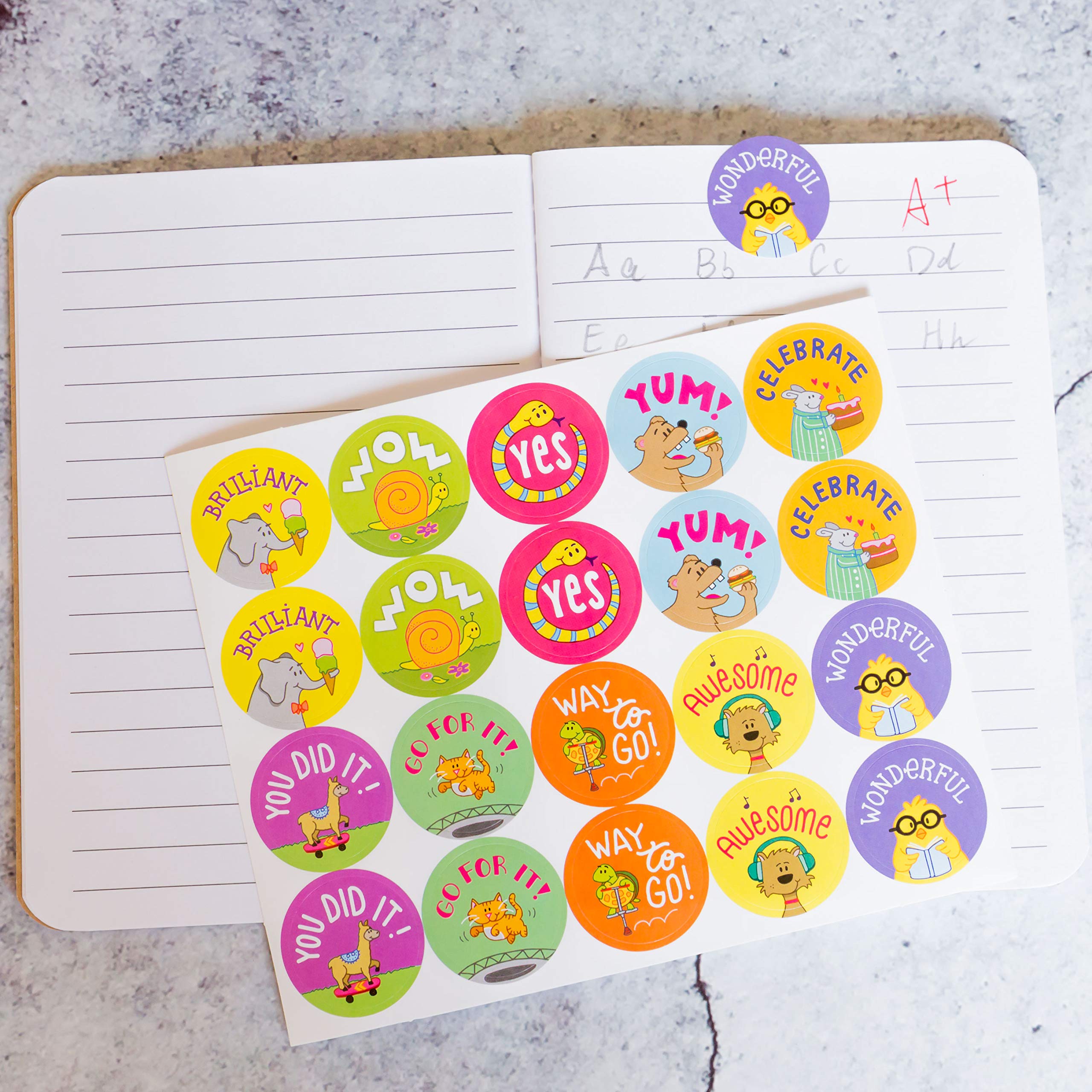 Youngever 2000 Pack Reward Stickers for Teachers in 20 Unique Designs, Animal Cartoon Motivational Stickers, Fun Motivational Stickers