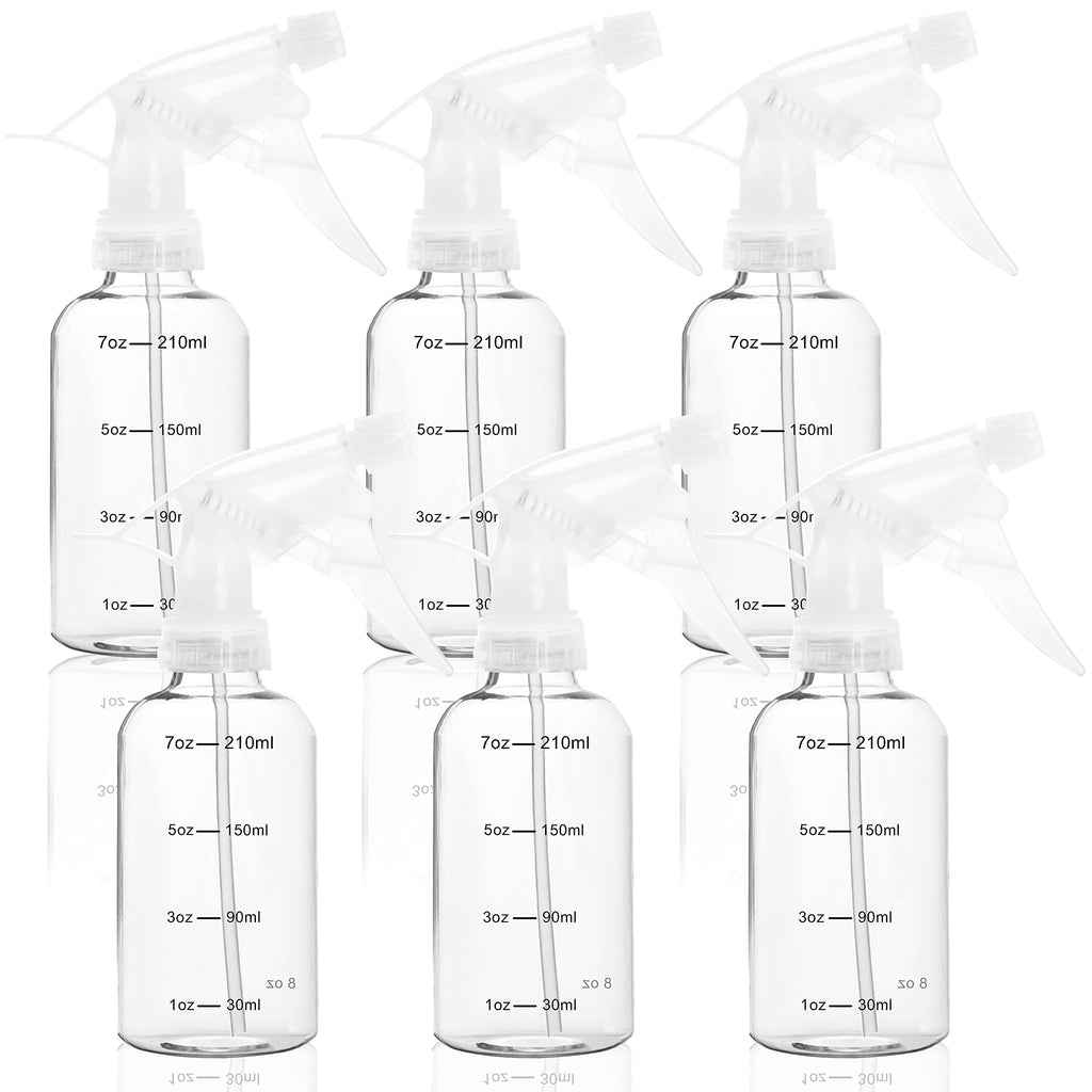 Youngever 6 Pack Empty Plastic Spray Bottles with Measurement, Spray Bottles for Hair and Cleaning Solutions