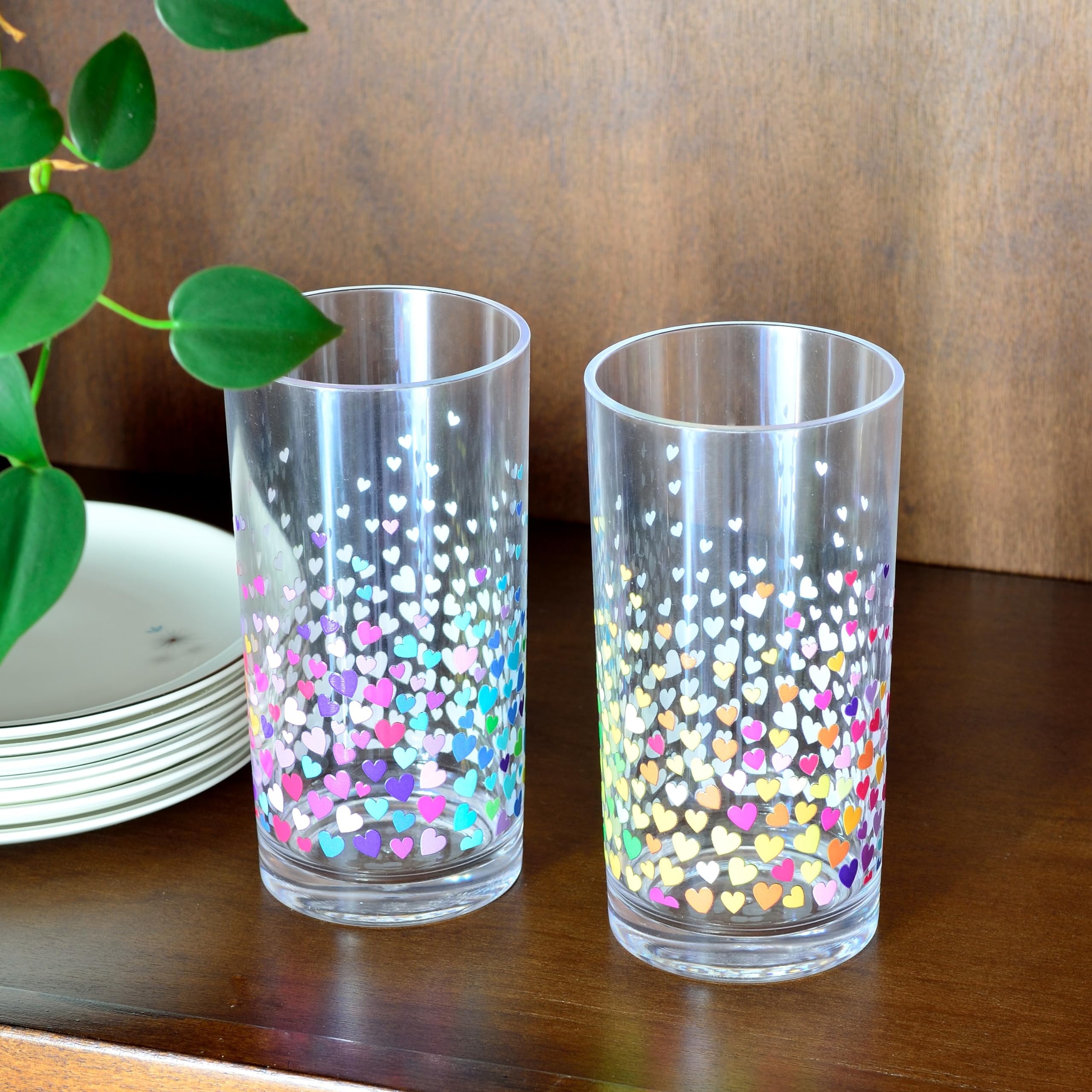 Youngever 4 Pack 16 Ounce Plastic Tumblers, Plastic Drinking Cups, Cafe Break-Resistant Drinking Glasses, Shatterproof Drinking Tumblers, Reusable | NO BPA | Top-rack Dishwasher Safe