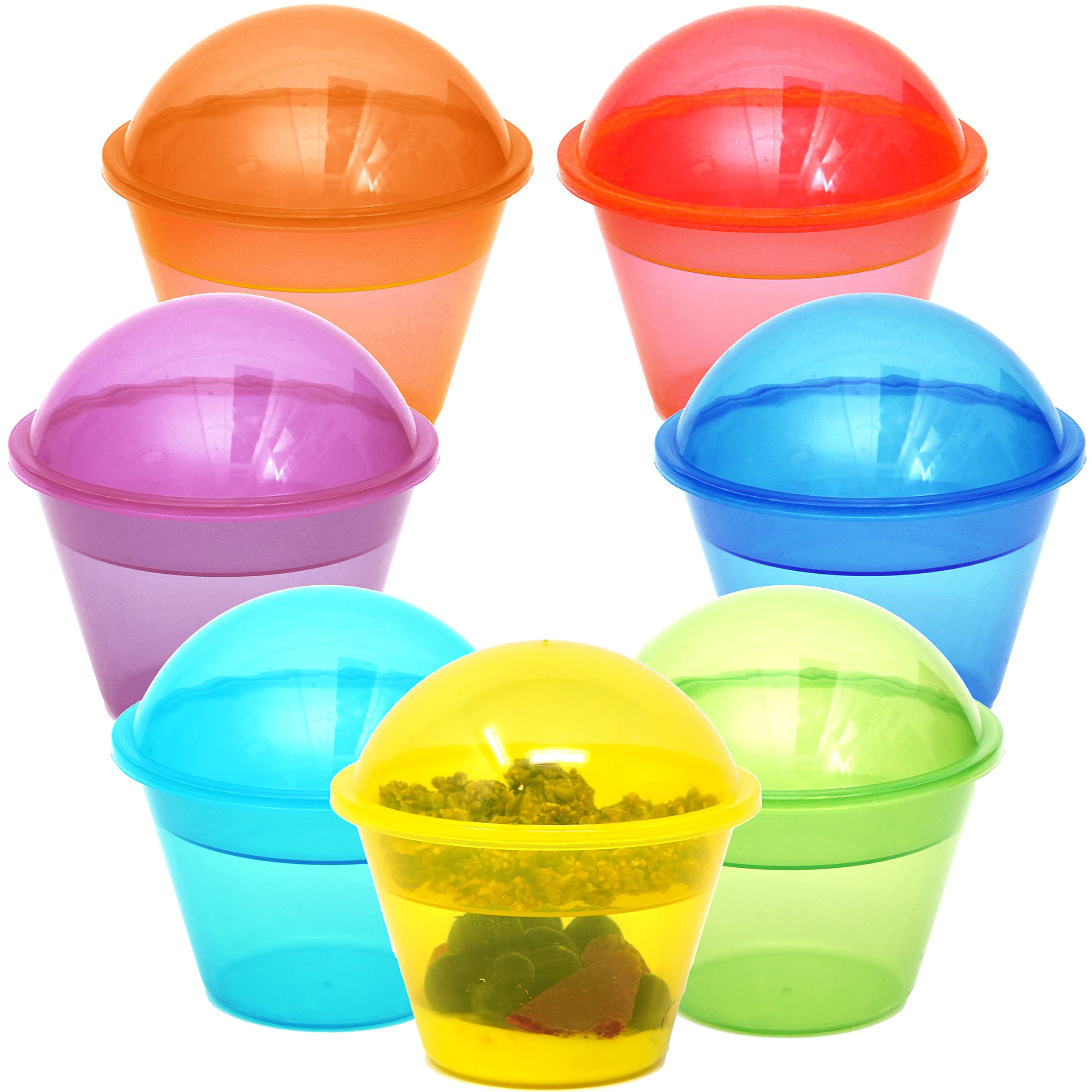 Youngever 7 Set Plastic Yogurt Cups with Dome Lids, Reusable Dessert and Parfait Cups, Spill and Leak Proof