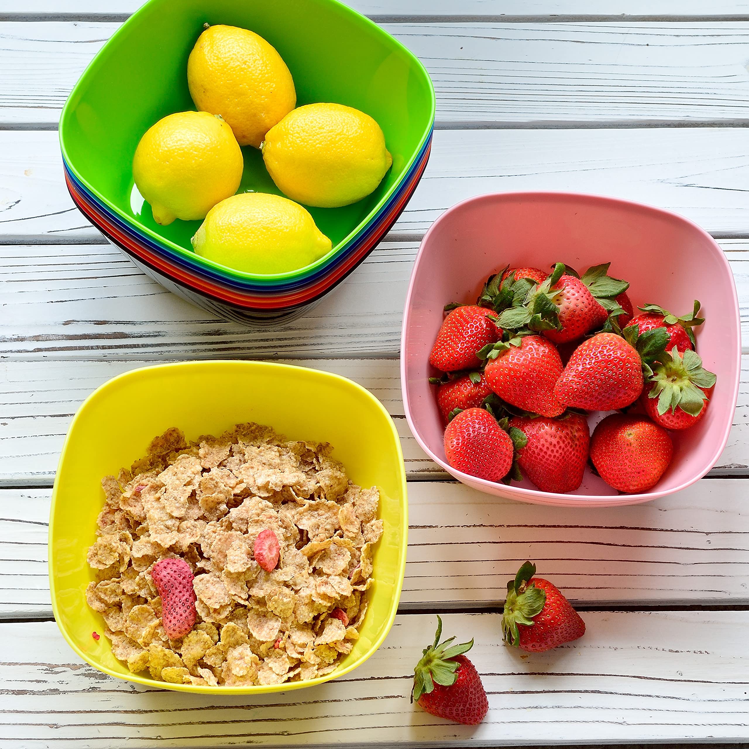 Youngever 9 Pack 32 Ounce Plastic Bowls, Large Cereal Bowls, Large Soup Bowls (Rainbow Color)