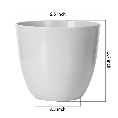 Youngever 7 Pack 6.5 Inch Plastic Planters Indoor Flower Plant Pots, Modern Decorative Gardening Pot with Drainage for All House Plants, Flowers, Herbs, Succulents and Hanging Plants
