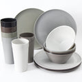 Youngever 18 Piece Plastic Kitchen Dinnerware Set, Plates, Dishes, Bowls, Cups, Service for 6