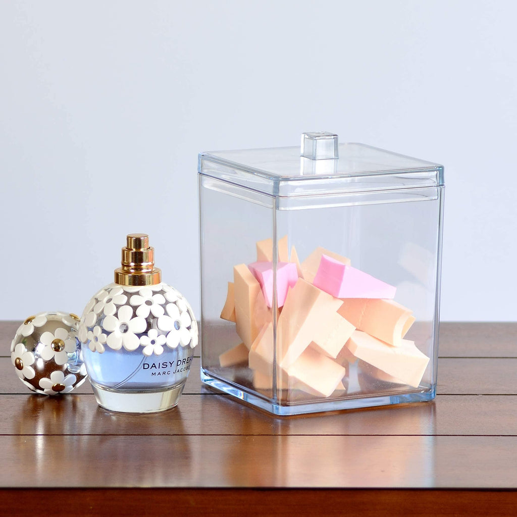 Youngever Clear Plastic Apothecary Jar, Square Shape