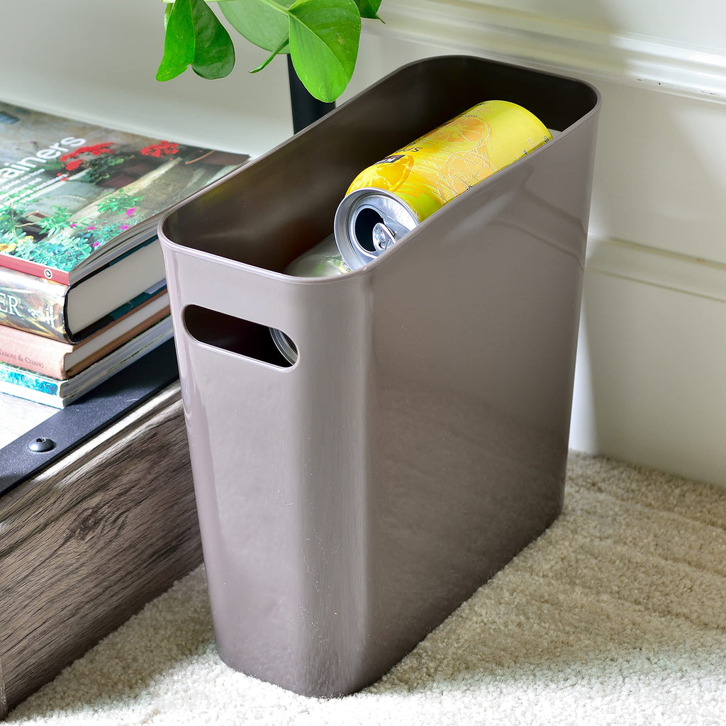 Youngever 1.5 Gallon Slim Trash Can, Re-usable 5.67L Plastic Garbage Container Bin, Small Trash Bin with Handles for Home Office, Living Room, Study Room, Kitchen, Bathroom