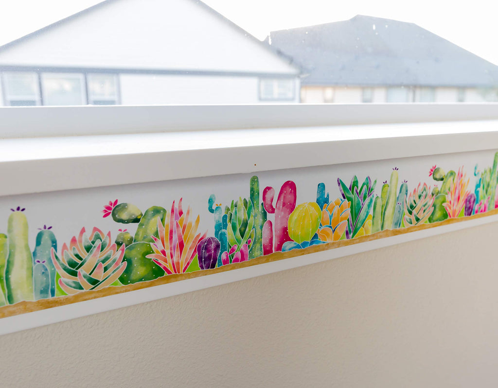 Youngever 52.5 ft Straight Border Trim, Bulletin Board Borders, Cactus Design