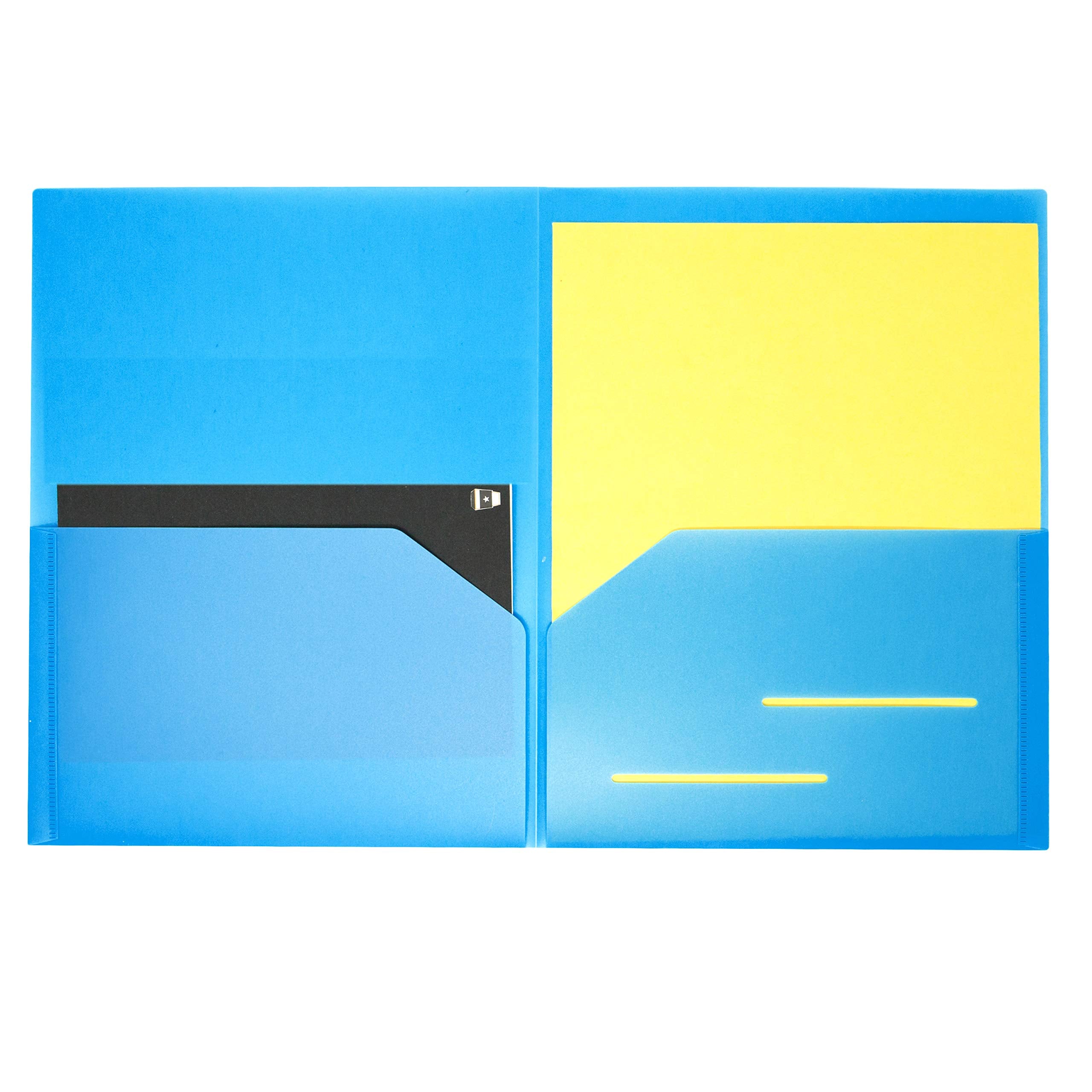 Youngever 6 Pack Heavy Duty Plastic Two Pocket Folders, Heavy Duty Plastic 2 Pocket Folder