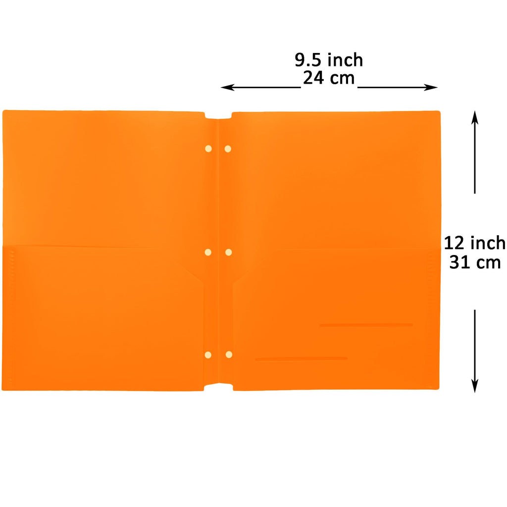 Youngever 6 Pack Heavy Duty Plastic Two Pocket Folders, Binder Dividers with Pocket, 3 Hole Punch Folder with Notches, Binder Folders