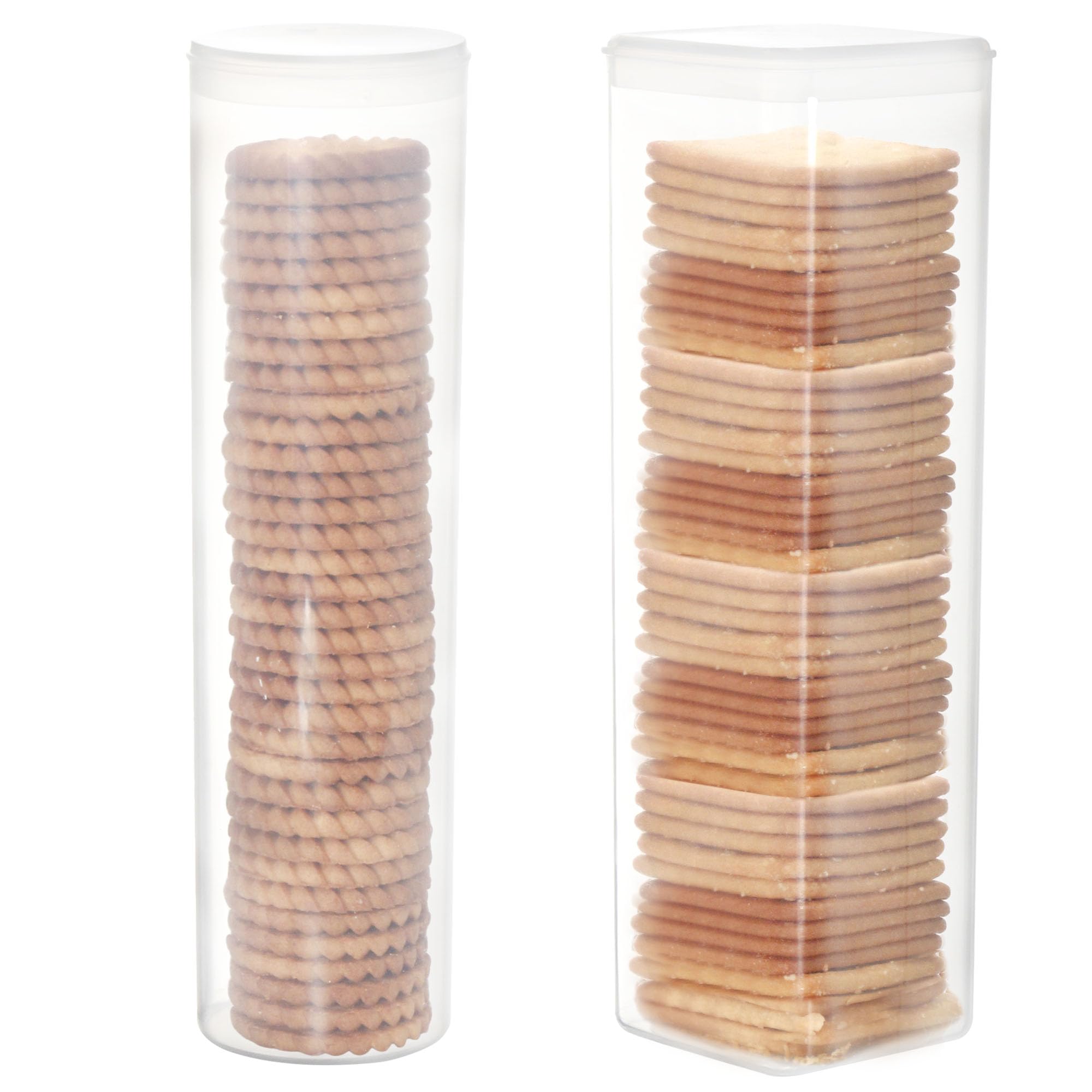 Youngever 2 Pack Plastic Cookie Containers, Cookie Jars, Cookie Cracker & Biscuit Storage Container, Food Storage Containers with Lid