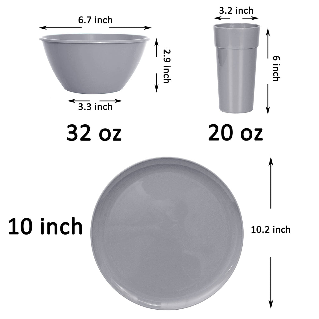 Youngever 18-Piece Plastic Kitchen Dinnerware Set, Plates, Dishes, Bowls, Cups, Service for 6