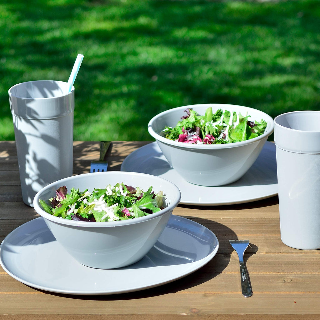 Youngever 18-Piece Plastic Kitchen Dinnerware Set, Plates, Dishes, Bowls, Cups, Service for 6