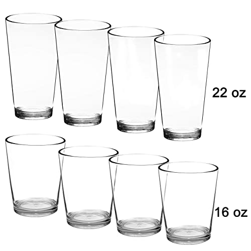 Youngever 8 Pcs Bistro Premium Quality Plastic Drinking Tumblers, Plastic Glasses, Reusable Plastic Cups, Unbreakable Glasses, Drinking Glasses