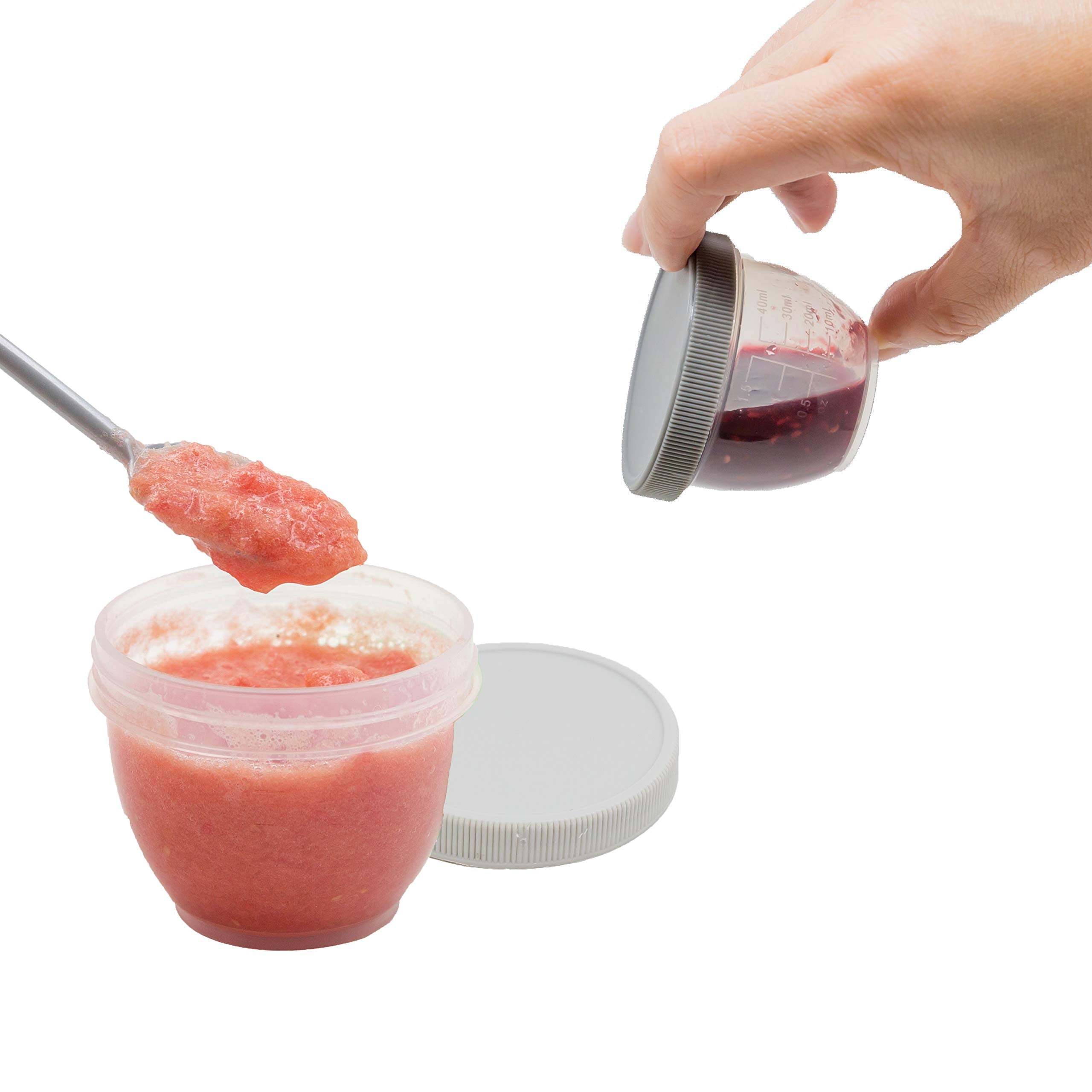 Youngever 18 Sets Baby Food Storage, 2 Ounce Plastic Baby Food Containers with Lids and Labels