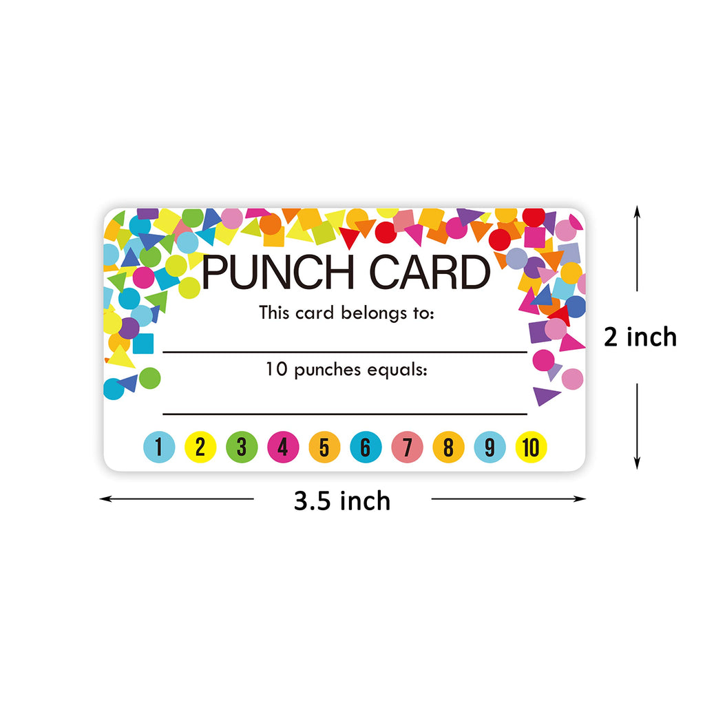 Youngever Punch Cards 210 Pack, Incentive Loyalty Reward Card for Classroom, Business, Kids, Students, Teachers 3.5 inch x 2 inch, Confetti Design