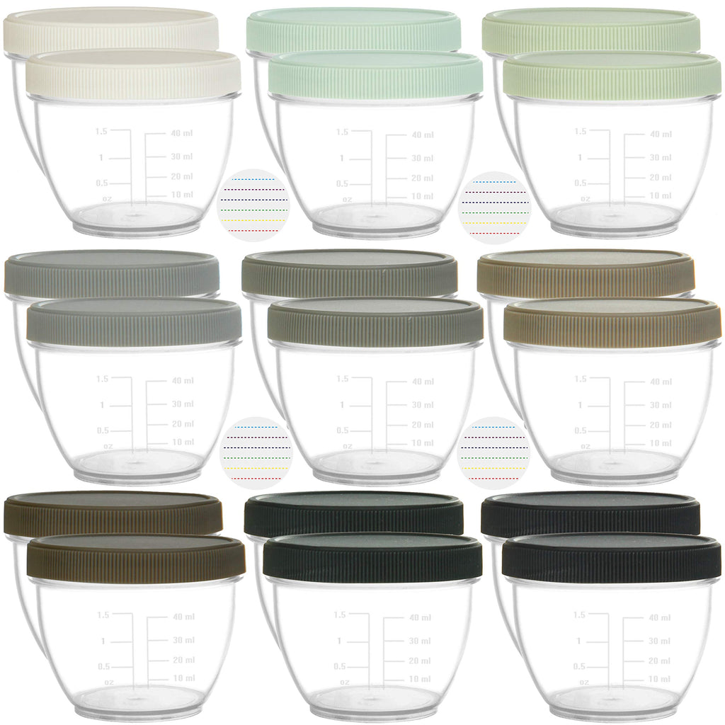 Youngever 18 Sets Baby Food Storage, 2 Ounce Baby Food Containers with Lids and Labels, 9 Urban Colors
